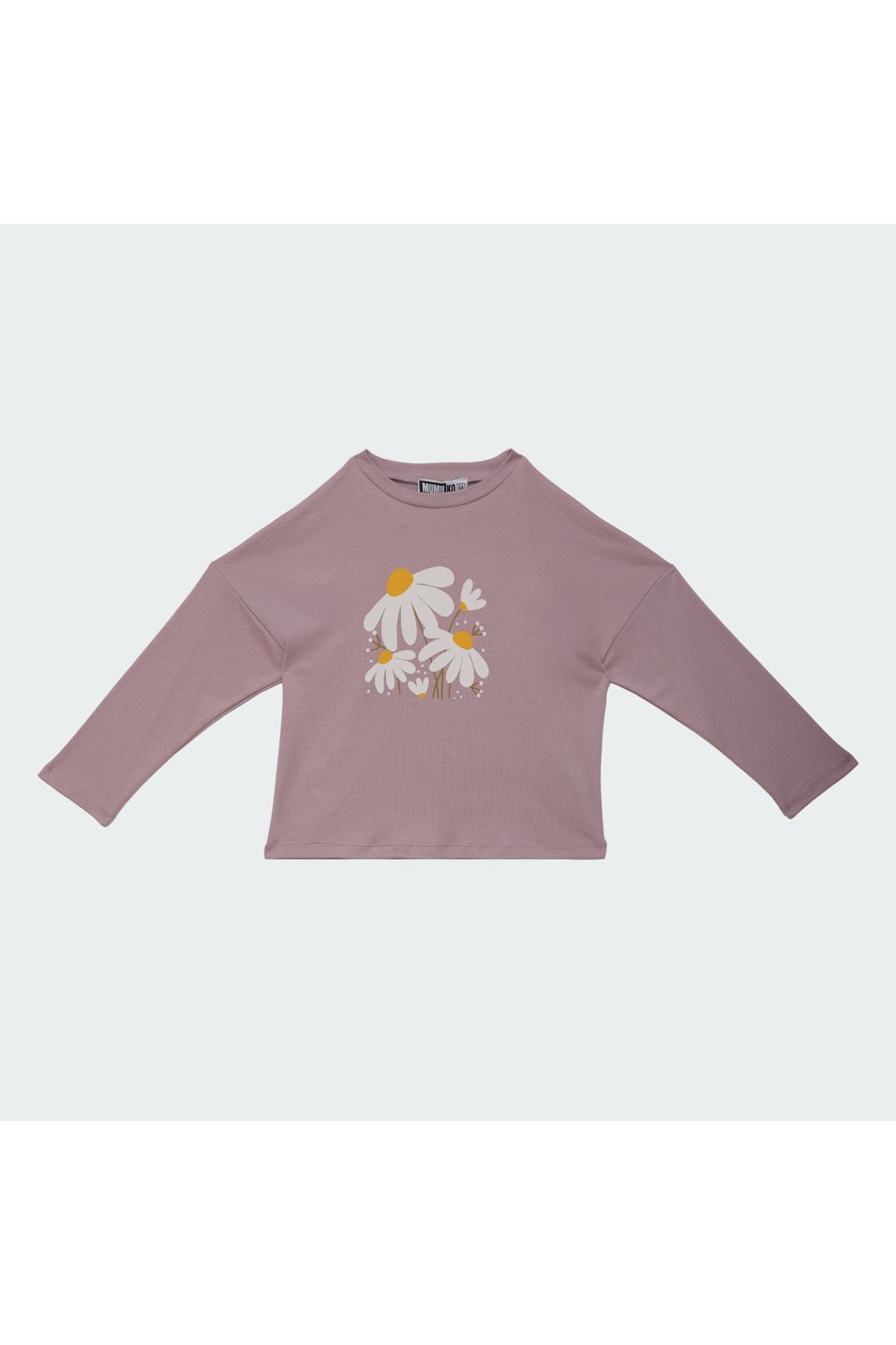Kız Çocuk Baskılı Uzun Kol Tshirt Gül Kurusu Renk %100 Pamuk