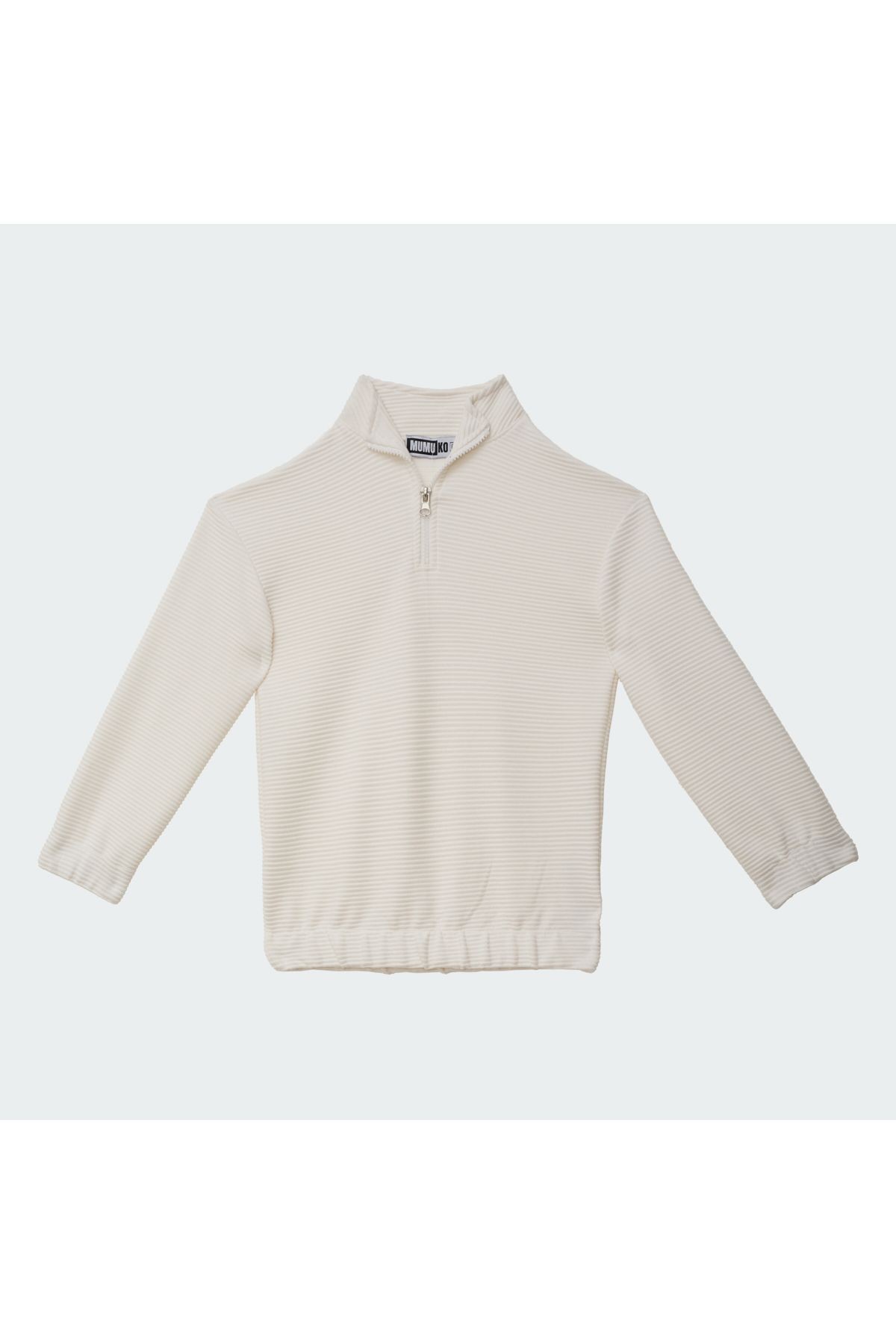 Erkek Çocuk Fermuarlı Sweatshirt Ekru Renk %100 Pamuk