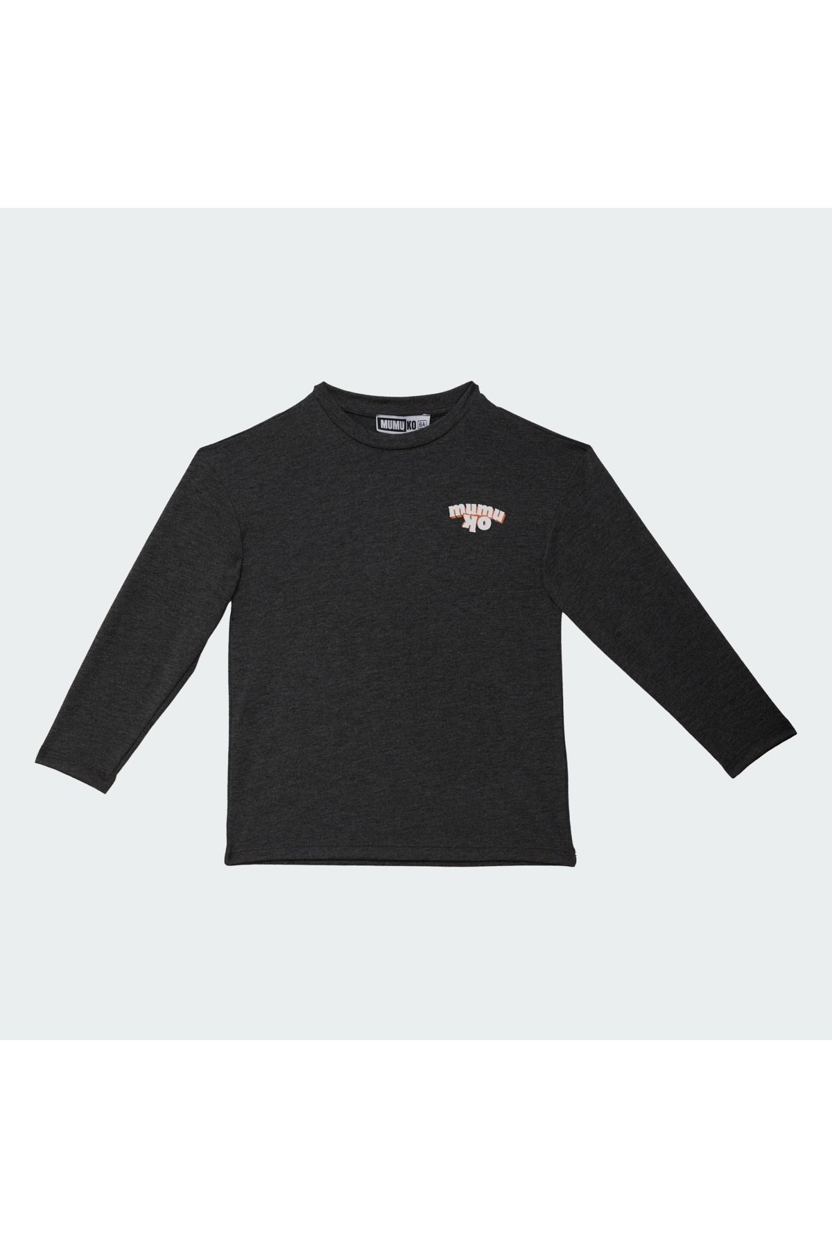 Erkek Çocuk Baskılı Uzun Kol Tshirt Antrasit Renk %100 Pamuk