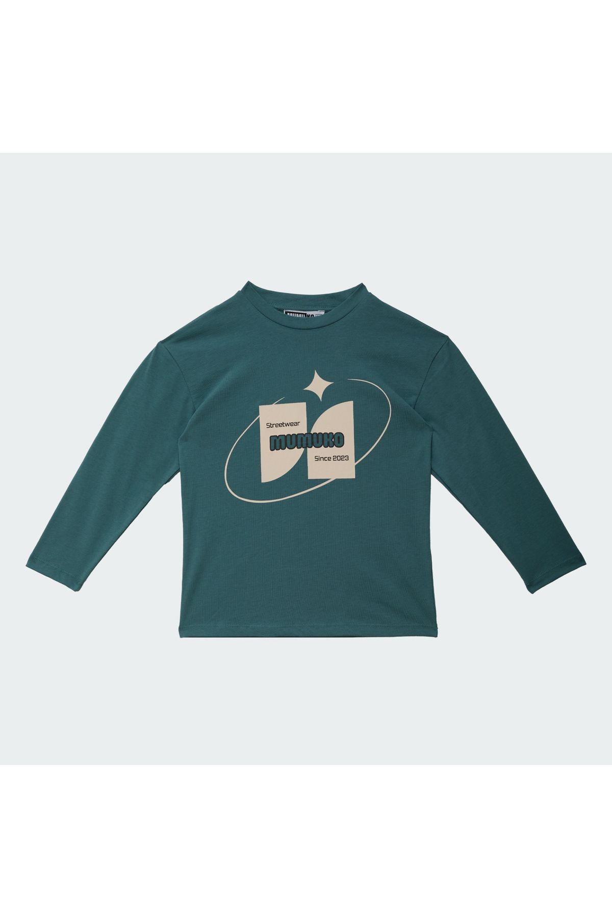 Erkek Çocuk Baskılı Uzun Kol Tshirt Yeşil Renk %100 Pamuk