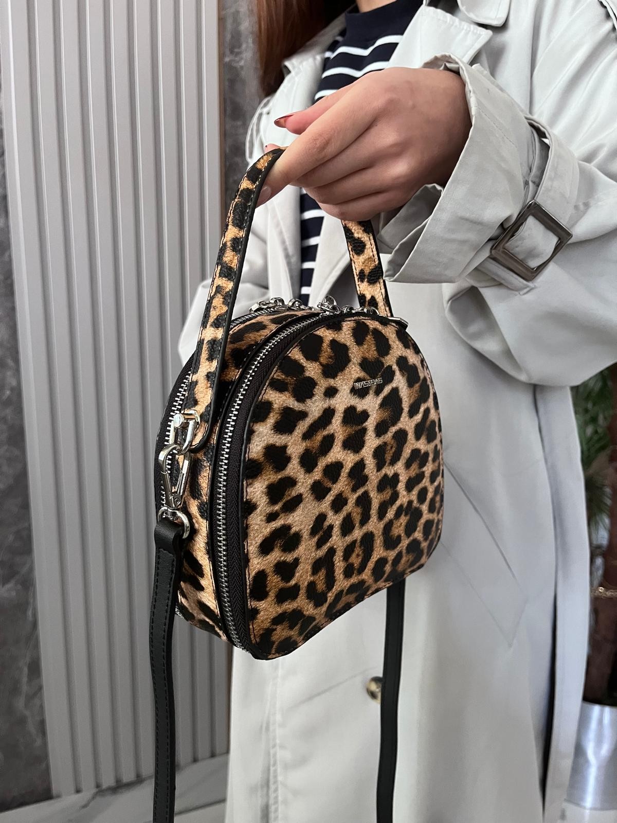 Nas Bag Rose Model Kutu Çanta  - leopar