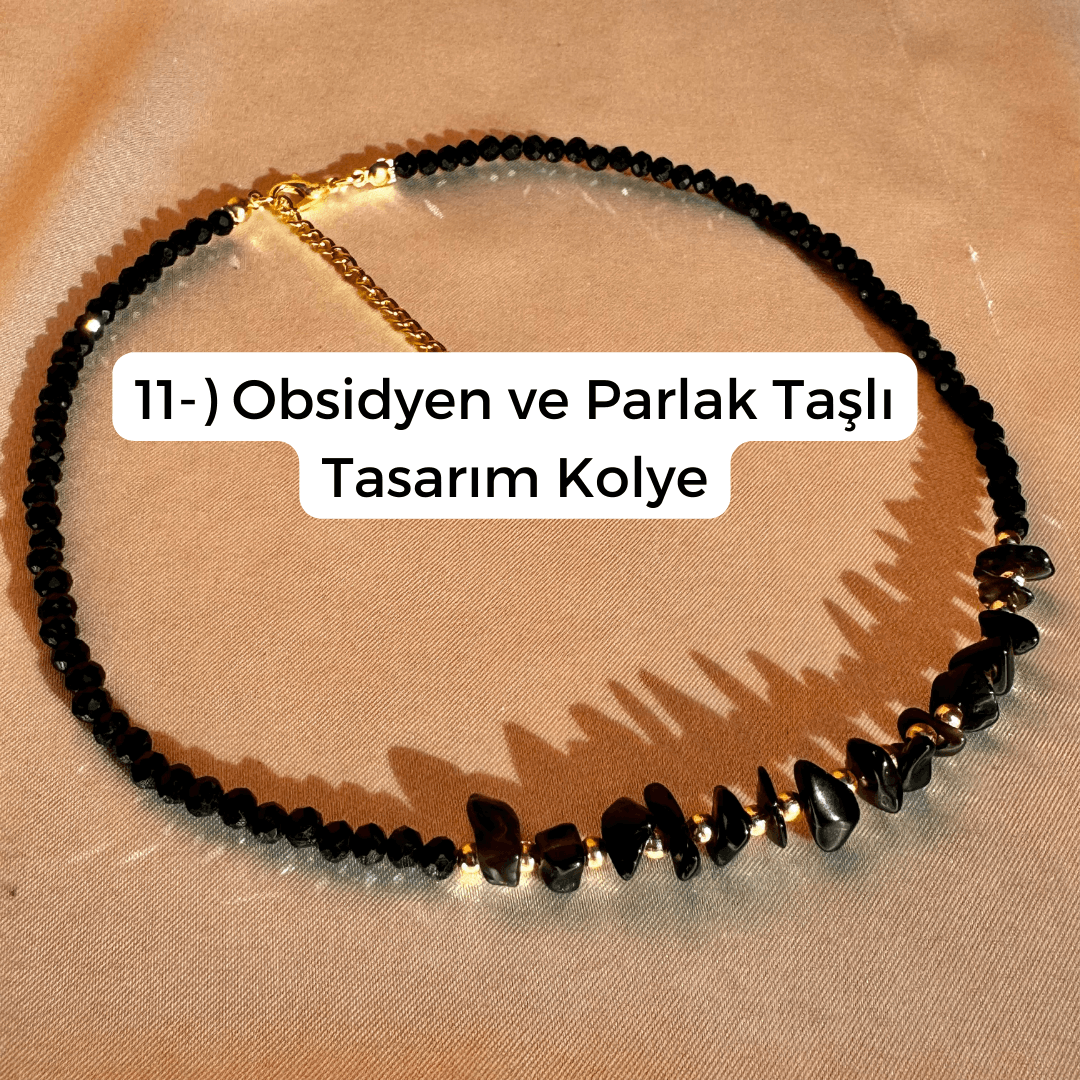 Təbii Daşlar və Parlaq Daşlarla Qarışıq Dizayn Boyunbağı