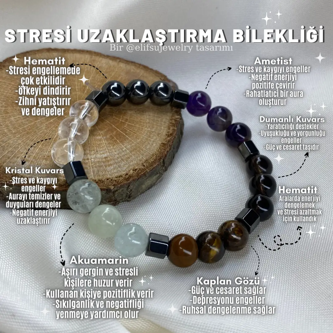 Stresi Uzaklaştırma Doğal Taş Bilekliği