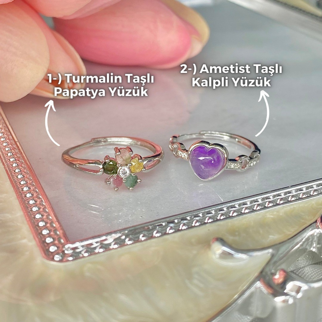 Princess Aura Doğal Taş Ayarlanabilir Yüzük