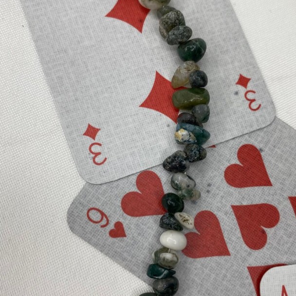 Yosunlu Akik Çivi Kesim Uçlu Kırıktaş Kolye