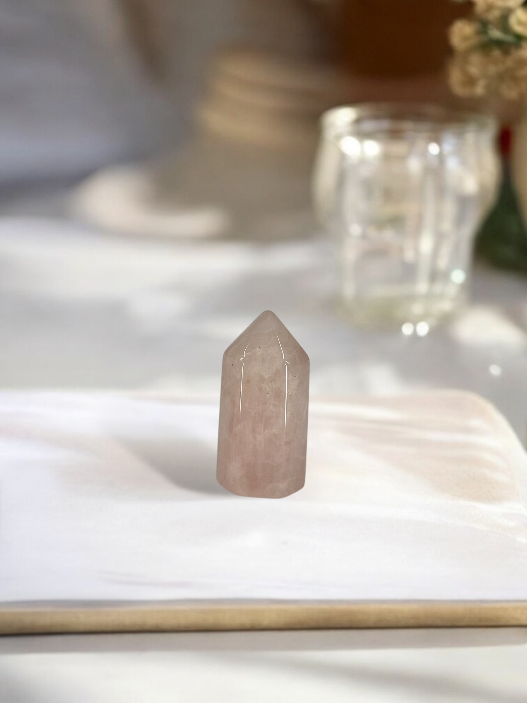 Pembe Kuvars Taşı Mini Kule Tekli