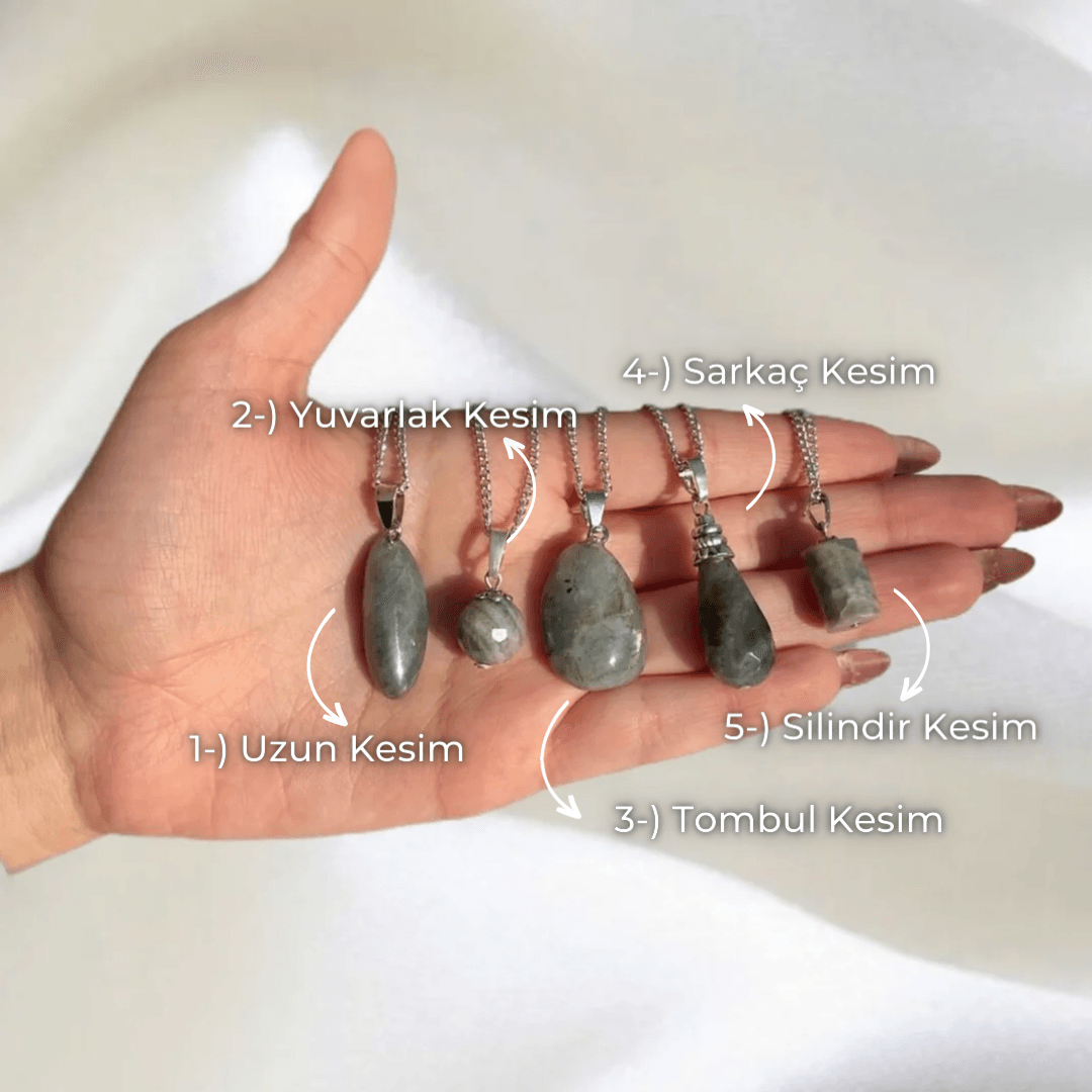 Labradorit Taşı Doğal Taş Kolye