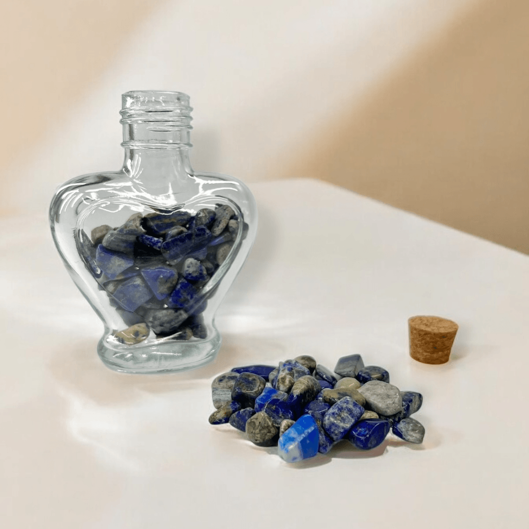 Kalpli Cam Şişe Lapis Lazuli  Kırıktaş
