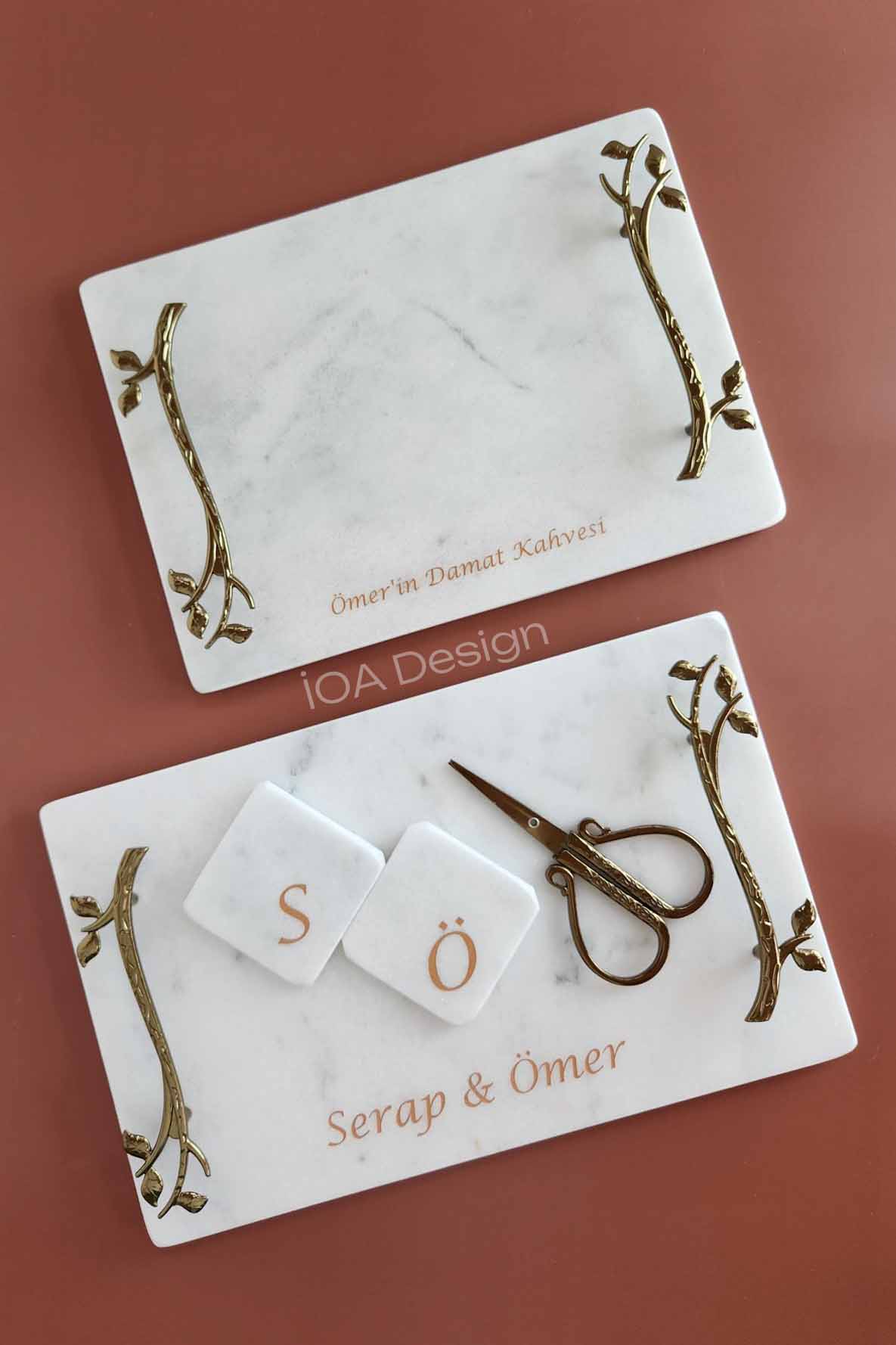 İkili Söz / Nişan Seti - 8 - Akasya Bronz Kulplu