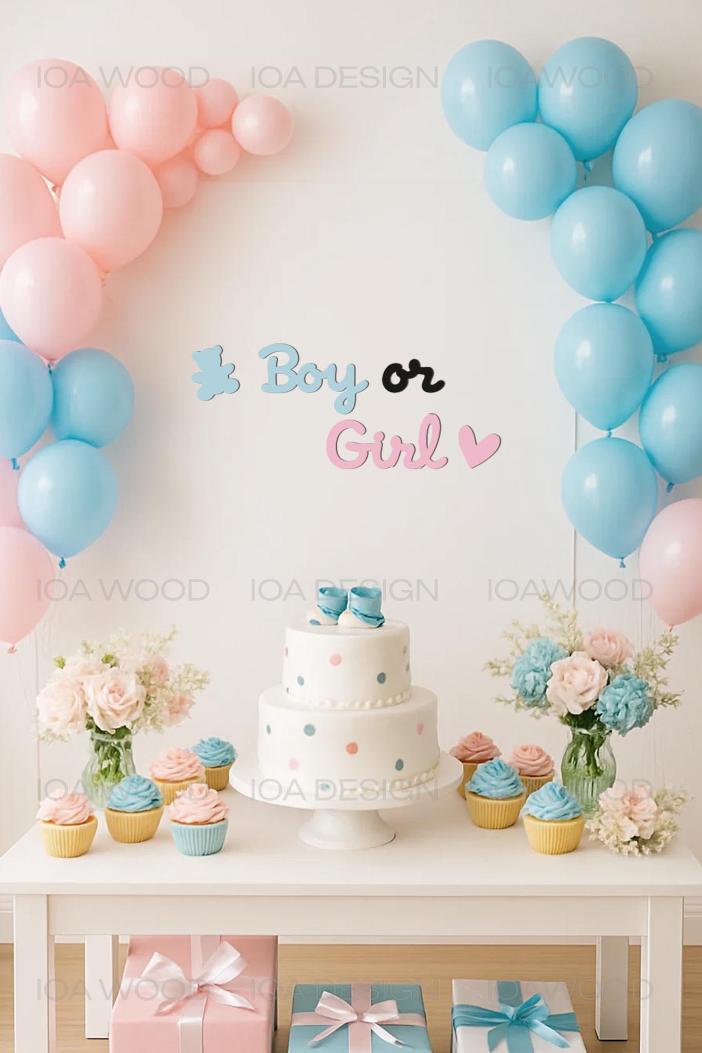 Boy or Girl - Ahşap Dekoratif Duvar Yazısı - Hoşgeldin Bebek / Cinsiyet Partisi Süsü
