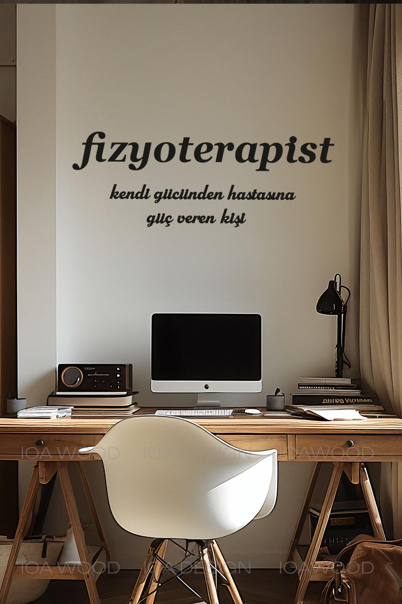 Fizyoterapist Tanım - Ahşap Dekoratif Duvar Yazısı - Fizyoterapist / FTR Ofis Dekorasyon