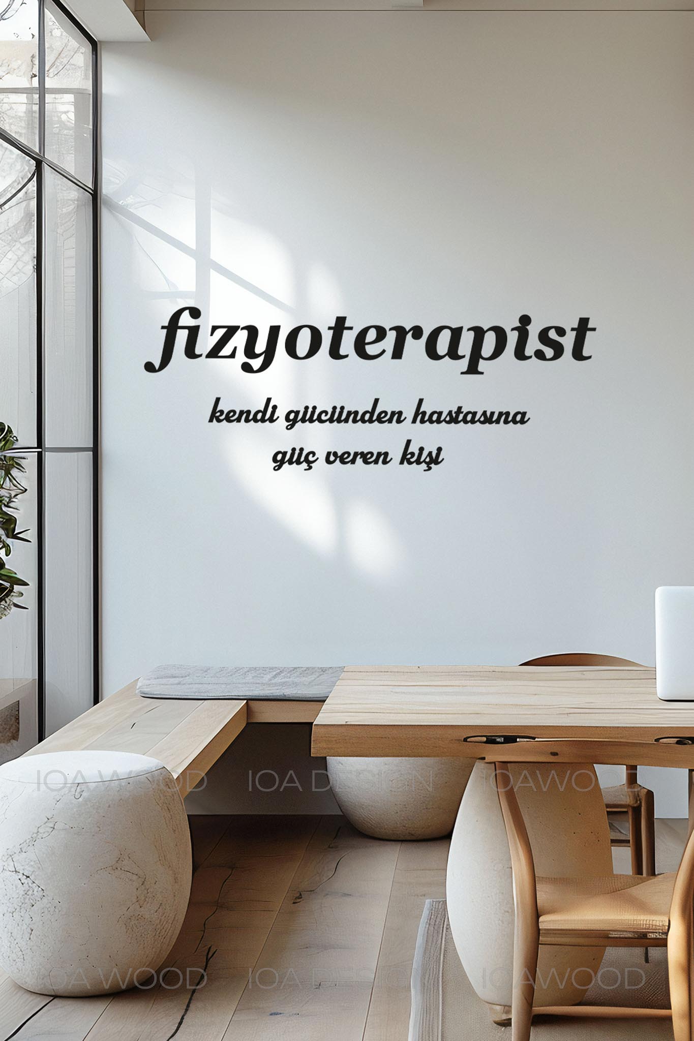 Fizyoterapist Tanım - Ahşap Dekoratif Duvar Yazısı - Fizyoterapist / FTR Ofis Dekorasyon