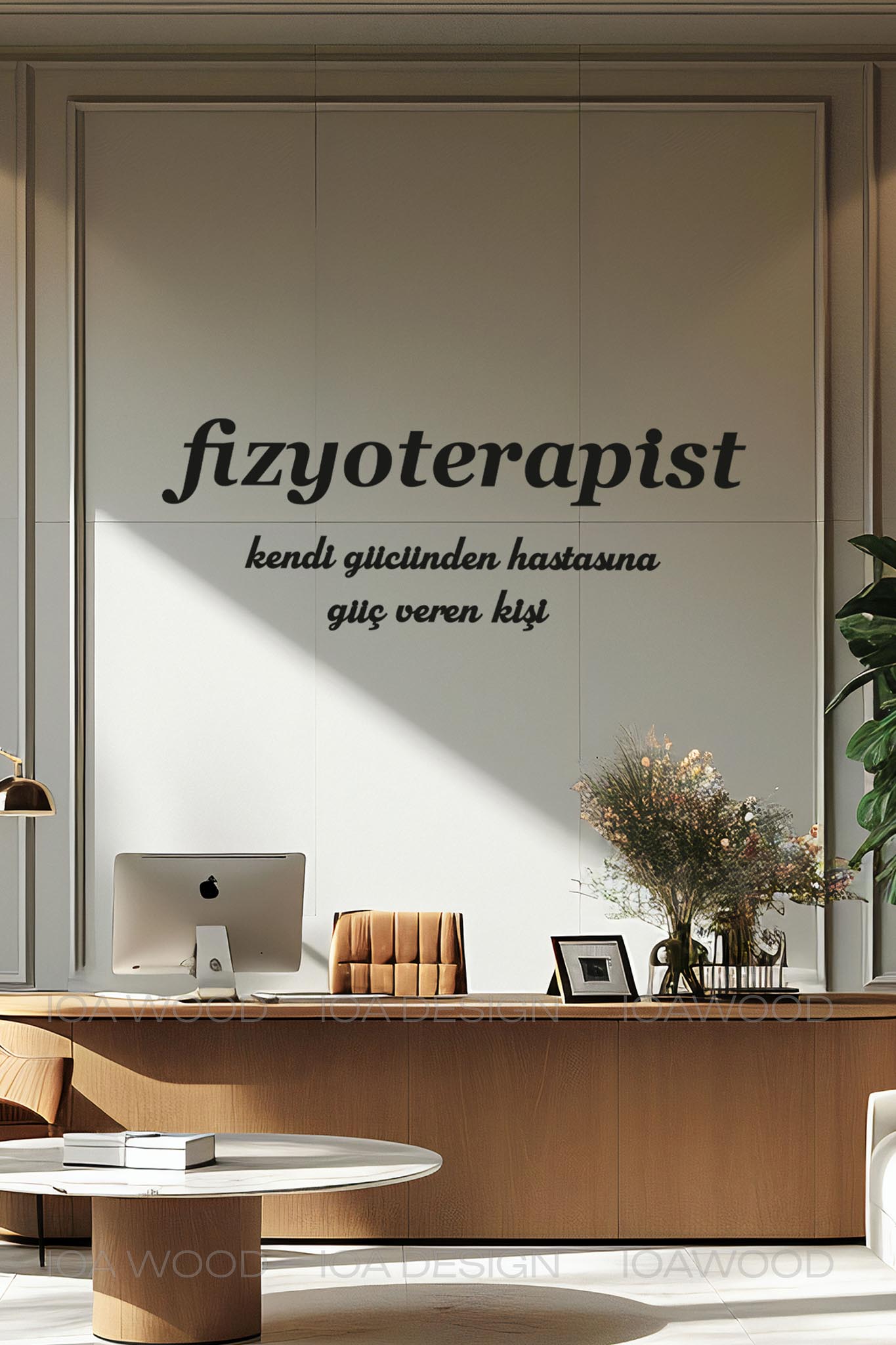 Fizyoterapist Tanım - Ahşap Dekoratif Duvar Yazısı - Fizyoterapist / FTR Ofis Dekorasyon