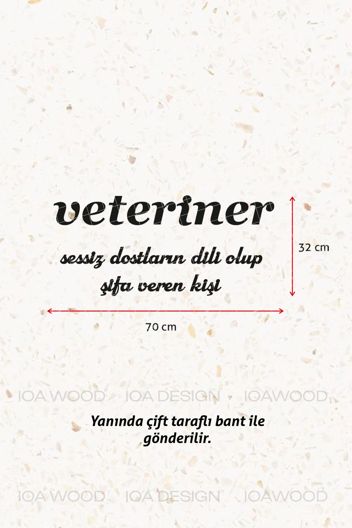 Veteriner Tanım - Ahşap Dekoratif Duvar Yazısı - Veteriner Ofis Dekoru Dekorasyon