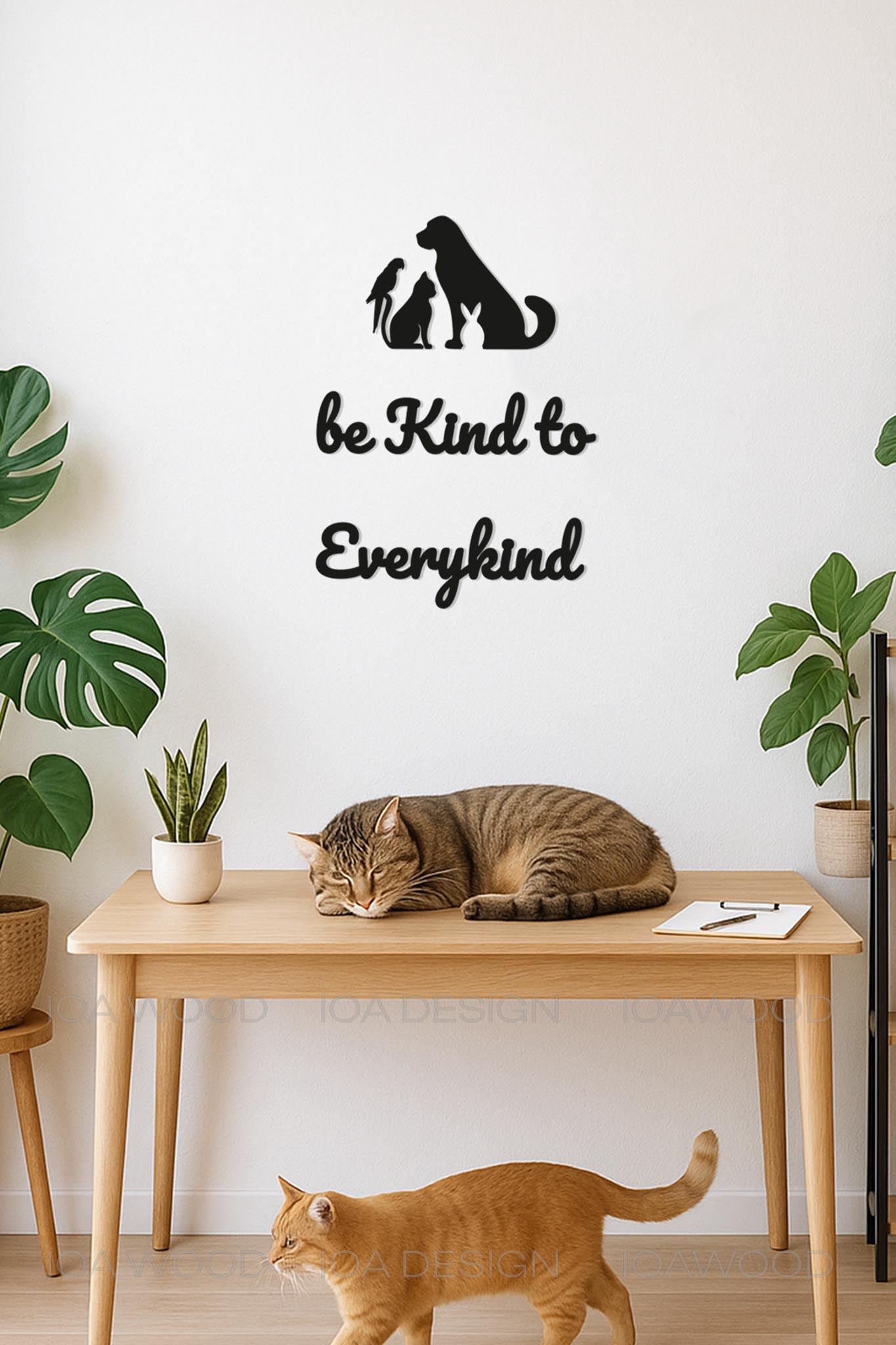 Be Kind to Everykind - Ahşap Dekoratif Duvar Yazısı - Veteriner / Petshop Dekoru Dekorasyon