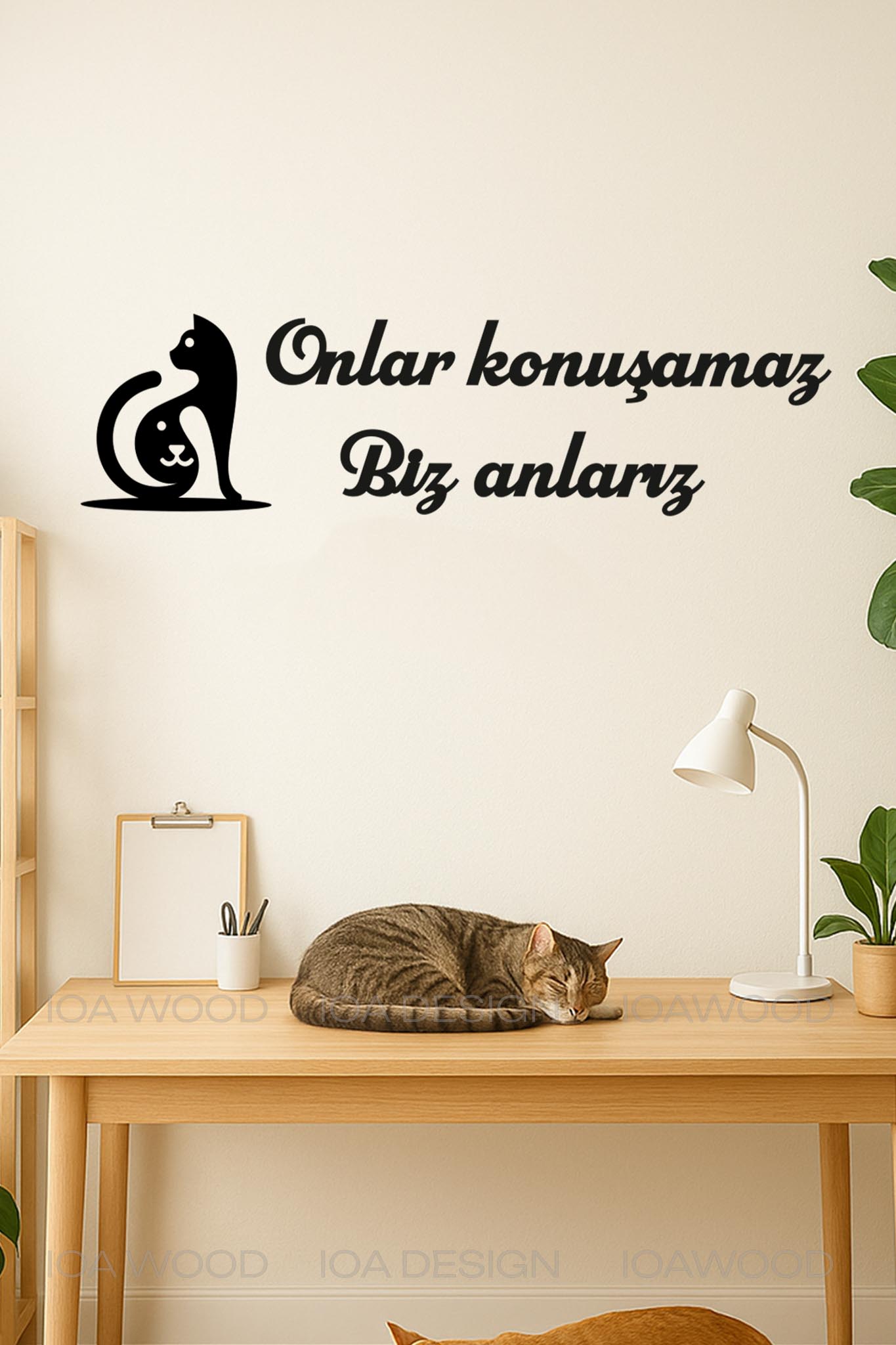 Onlar Konuşamaz Biz Anlarız - Ahşap Dekoratif Duvar Yazısı - Veteriner Ofis Dekoru Dekorasyon