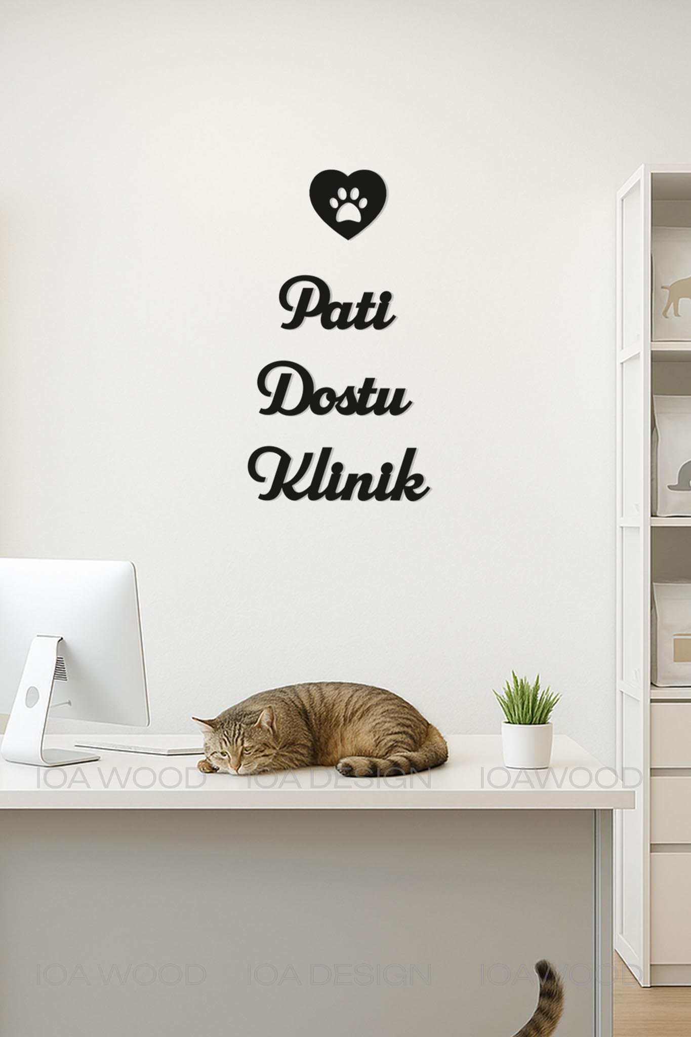 Pati Dostu Kulüp - Ahşap Dekoratif Duvar Yazısı - Veteriner / Petshop Dekoru Dekorasyon