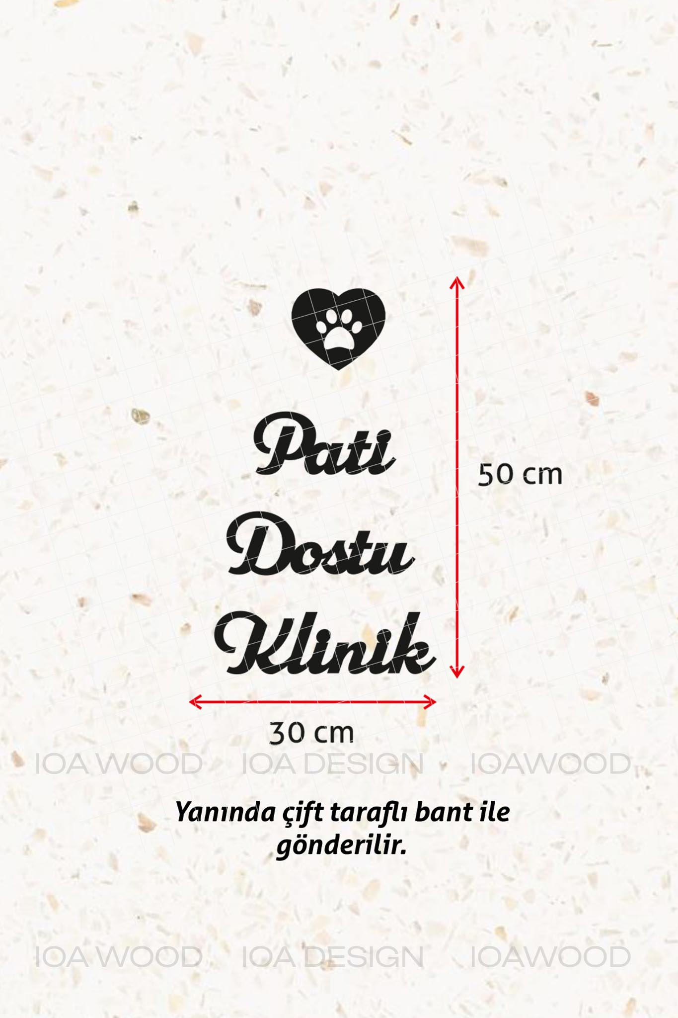 Pati Dostu Kulüp - Ahşap Dekoratif Duvar Yazısı - Veteriner / Petshop Dekoru Dekorasyon