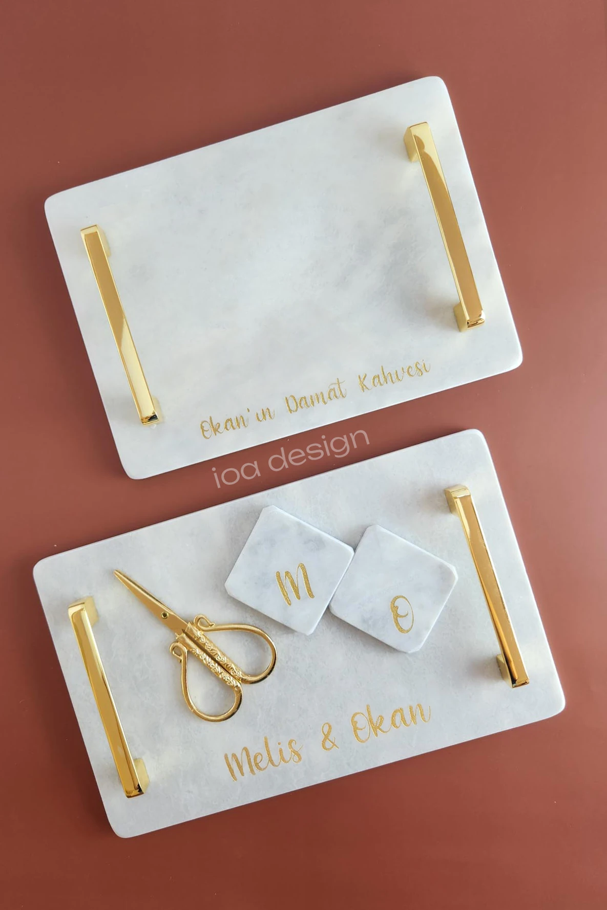 İkili Söz / Nişan Seti - 1 - Nergis Altın Düz Kulplu