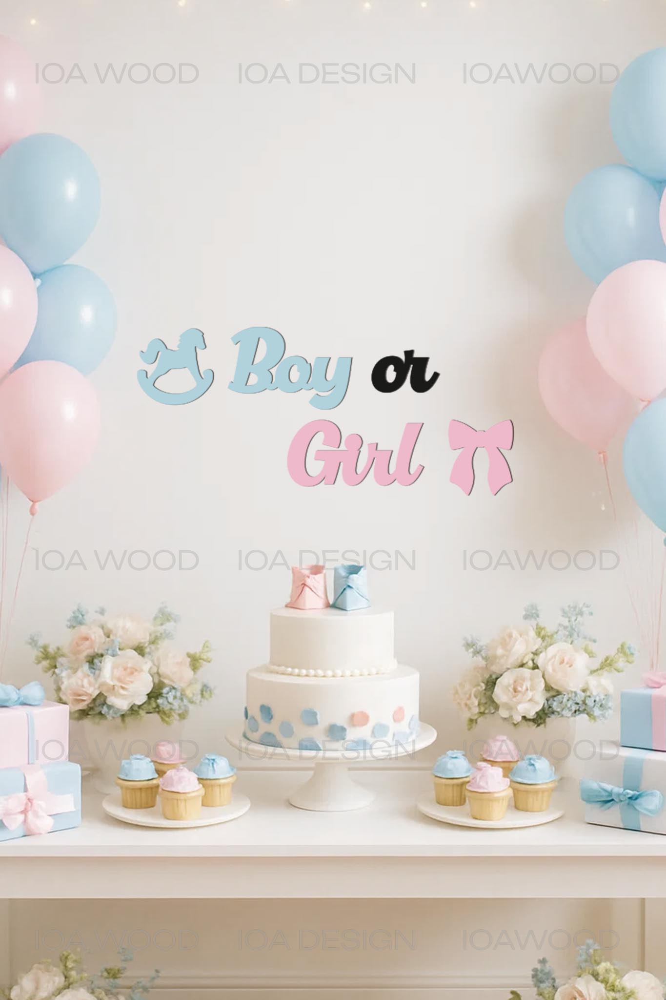 Boy or Girl - Ahşap Dekoratif Duvar Yazısı - Hoşgeldin Bebek / Cinsiyet Partisi Süsü