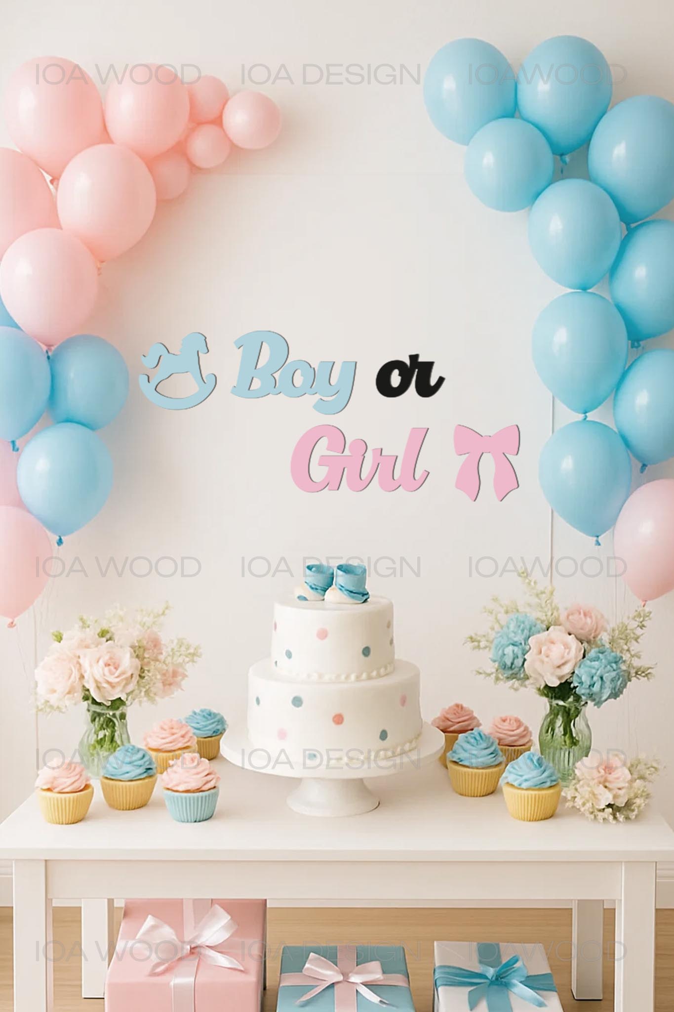 Boy or Girl - Ahşap Dekoratif Duvar Yazısı - Hoşgeldin Bebek / Cinsiyet Partisi Süsü