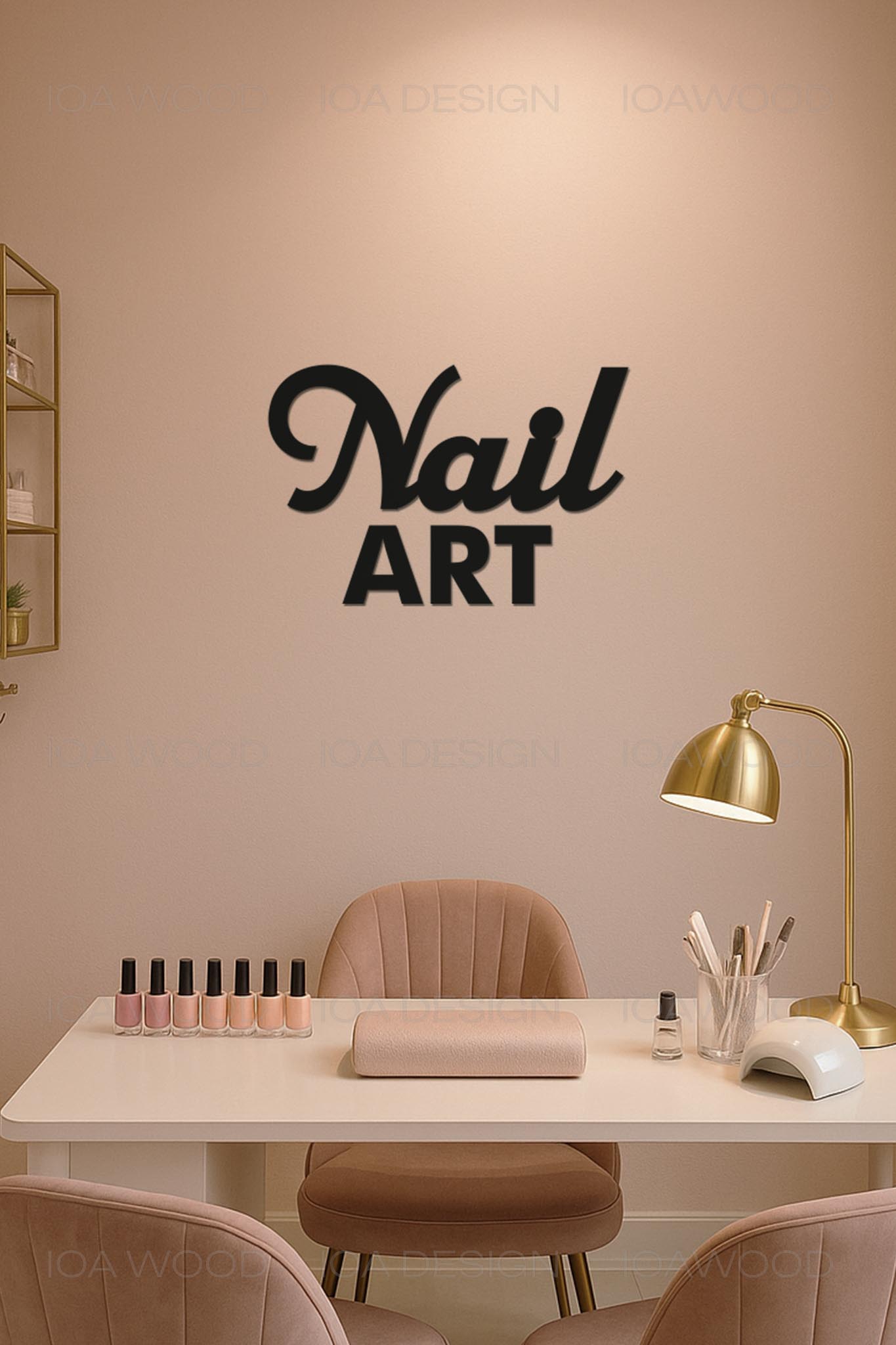 Nail Art - Ahşap Dekoratif Duvar Yazısı - Kuaför / Nail Art /Nail Studio / Manikür Salonu 