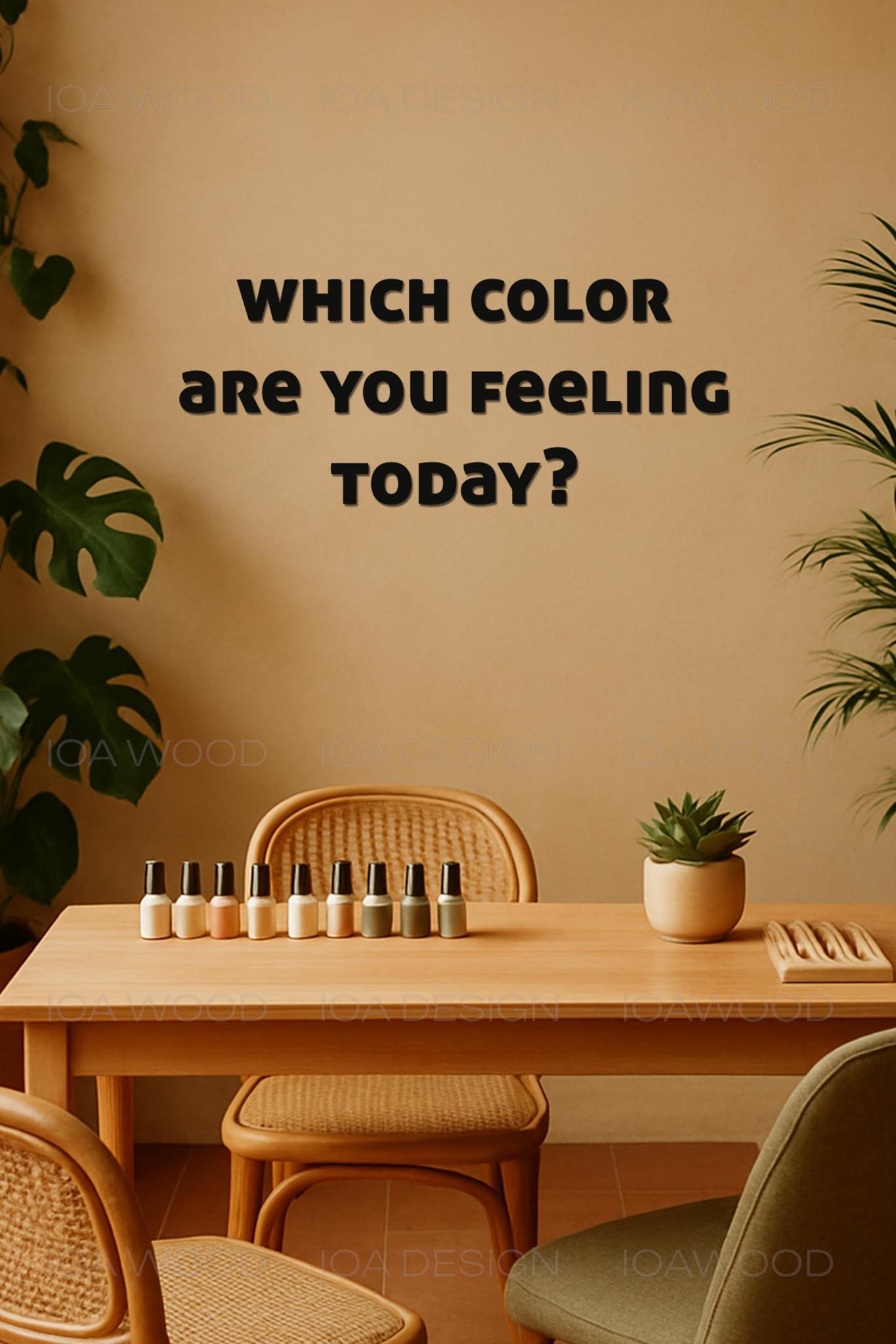 Which color are you feeling - Ahşap Dekoratif Duvar Yazısı - Kuaför / Nail Art / Güzellik Merkezi