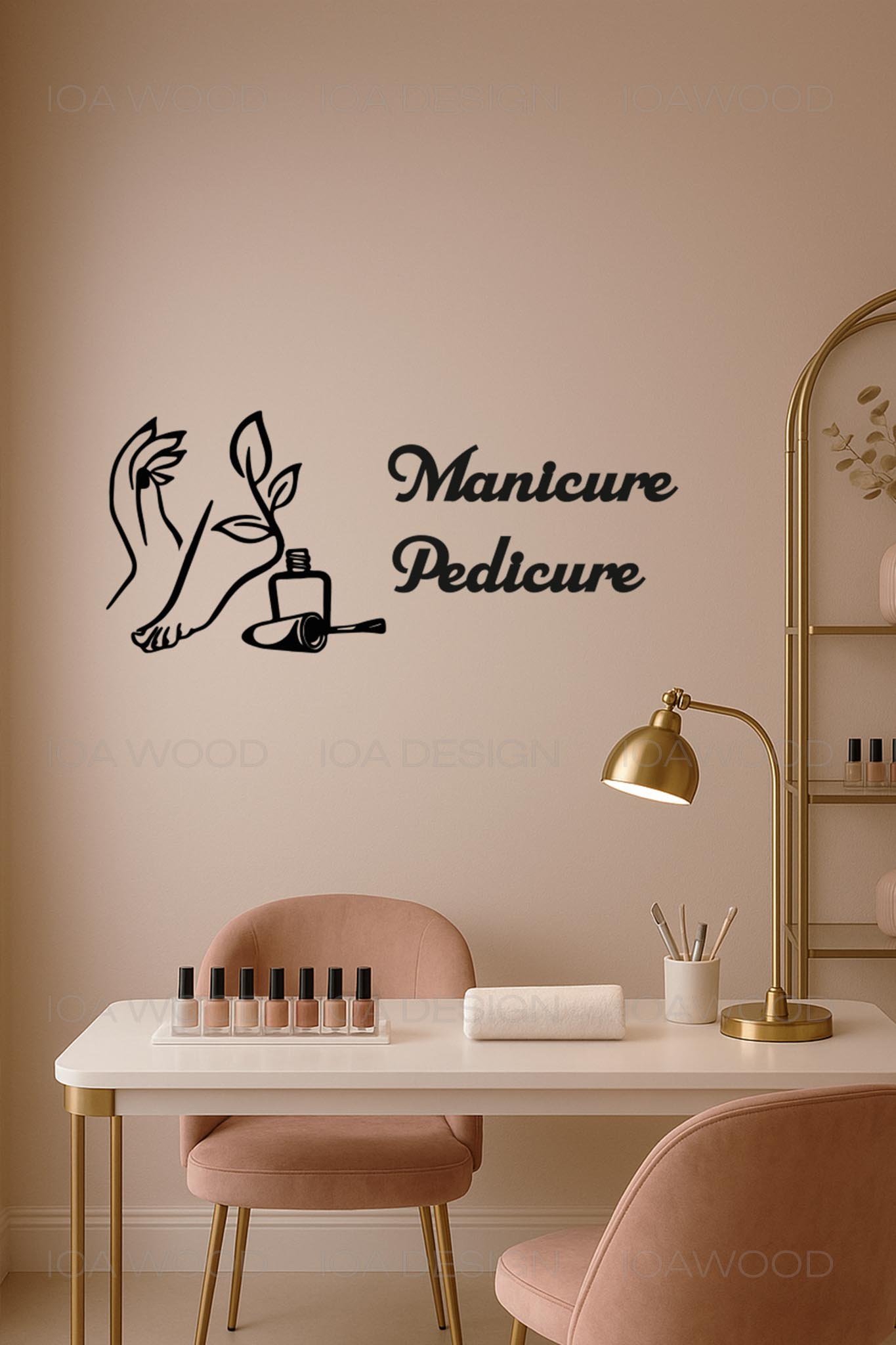 Manicure & Pedicure - Ahşap Dekoratif Duvar Yazısı - Kuaför / Nail Art - Studio / Manikür Salonu 