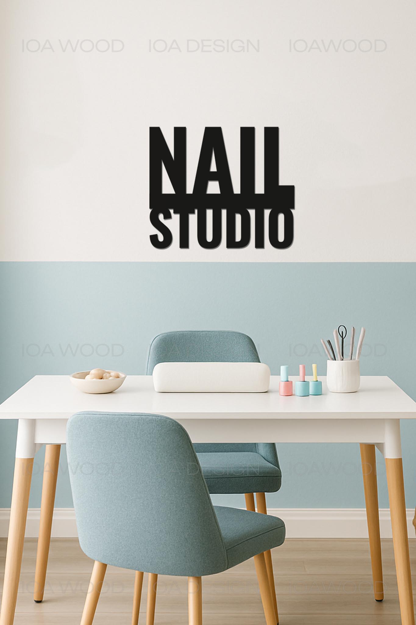 Nail Studio - Ahşap Dekoratif Duvar Yazısı - Kuaför / Nail Art - Nail Studio / Manikür Salonu 