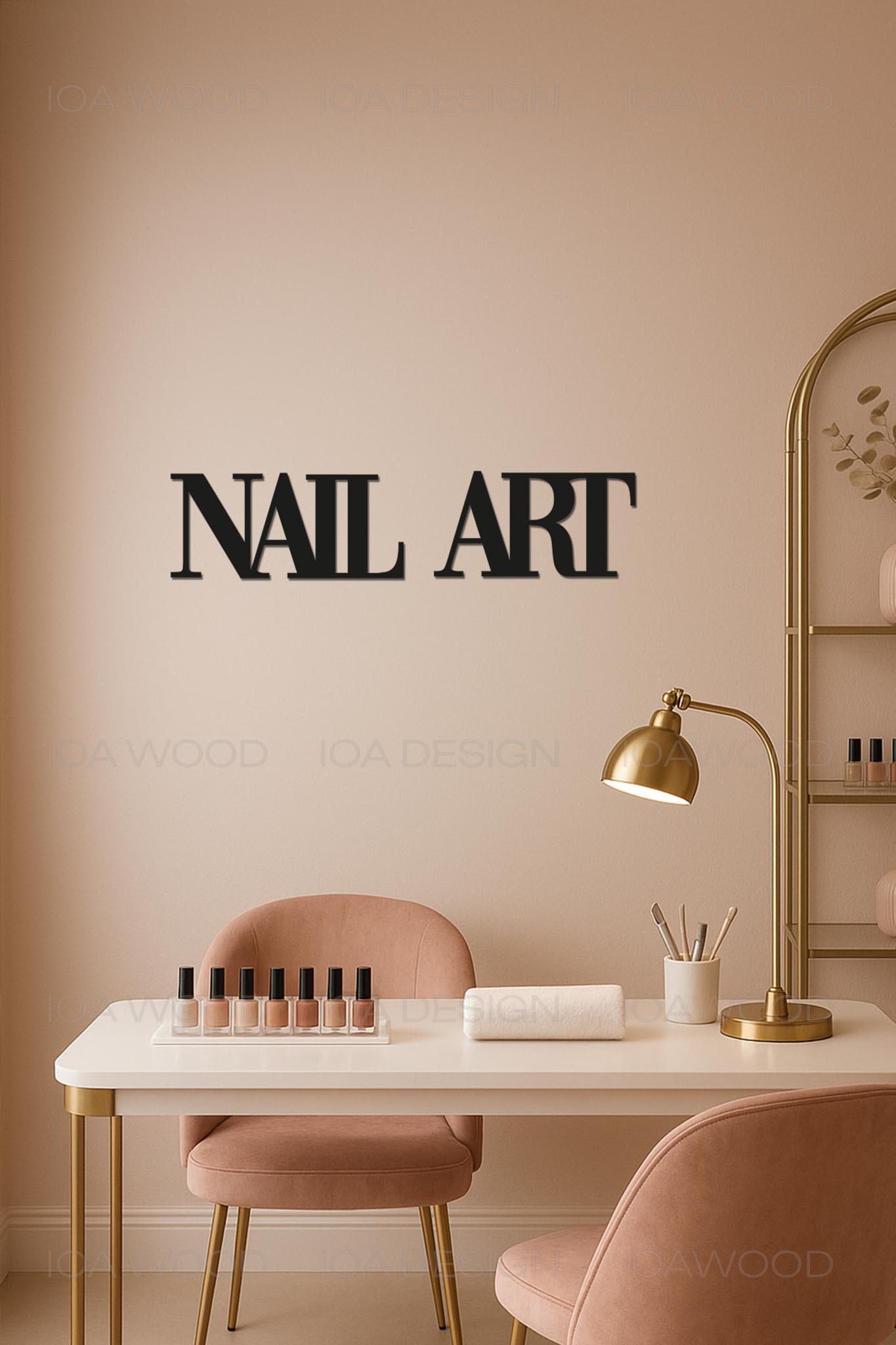 Nail Art (Vogue Font) - Ahşap Dekoratif Duvar Yazısı - Kuaför / Nail Art - Studio / Manikür Salonu 