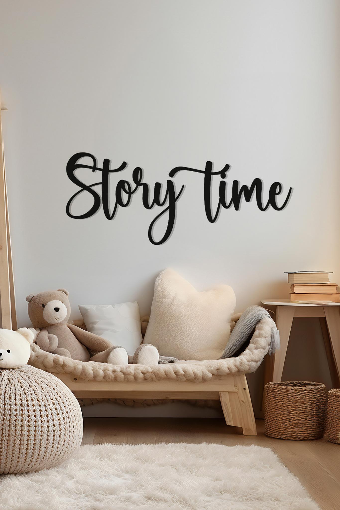 Ahşap Dekoratif Duvar Yazısı - Çocuk/Bebek Odası - Story Time