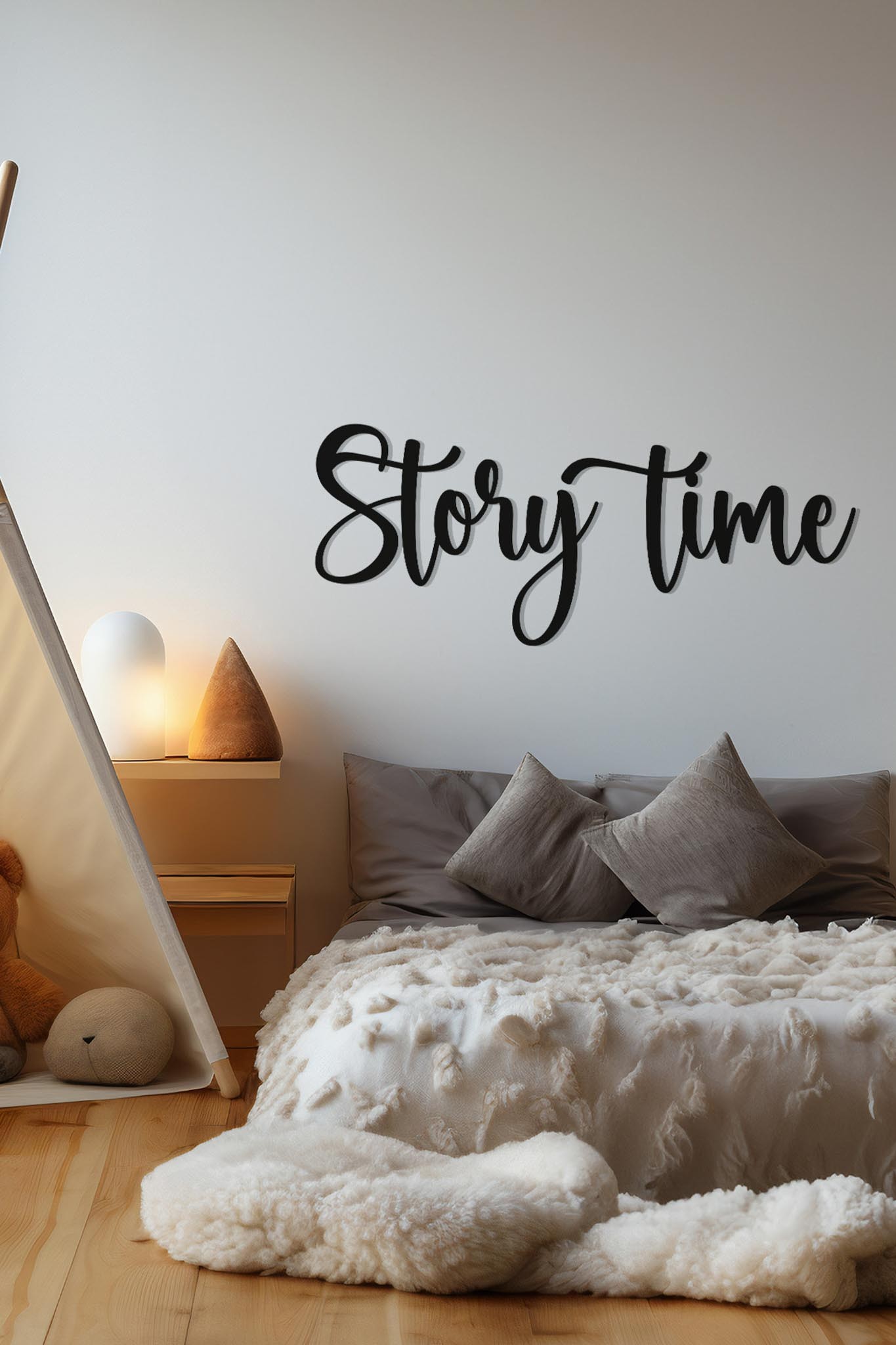 Ahşap Dekoratif Duvar Yazısı - Çocuk/Bebek Odası - Story Time