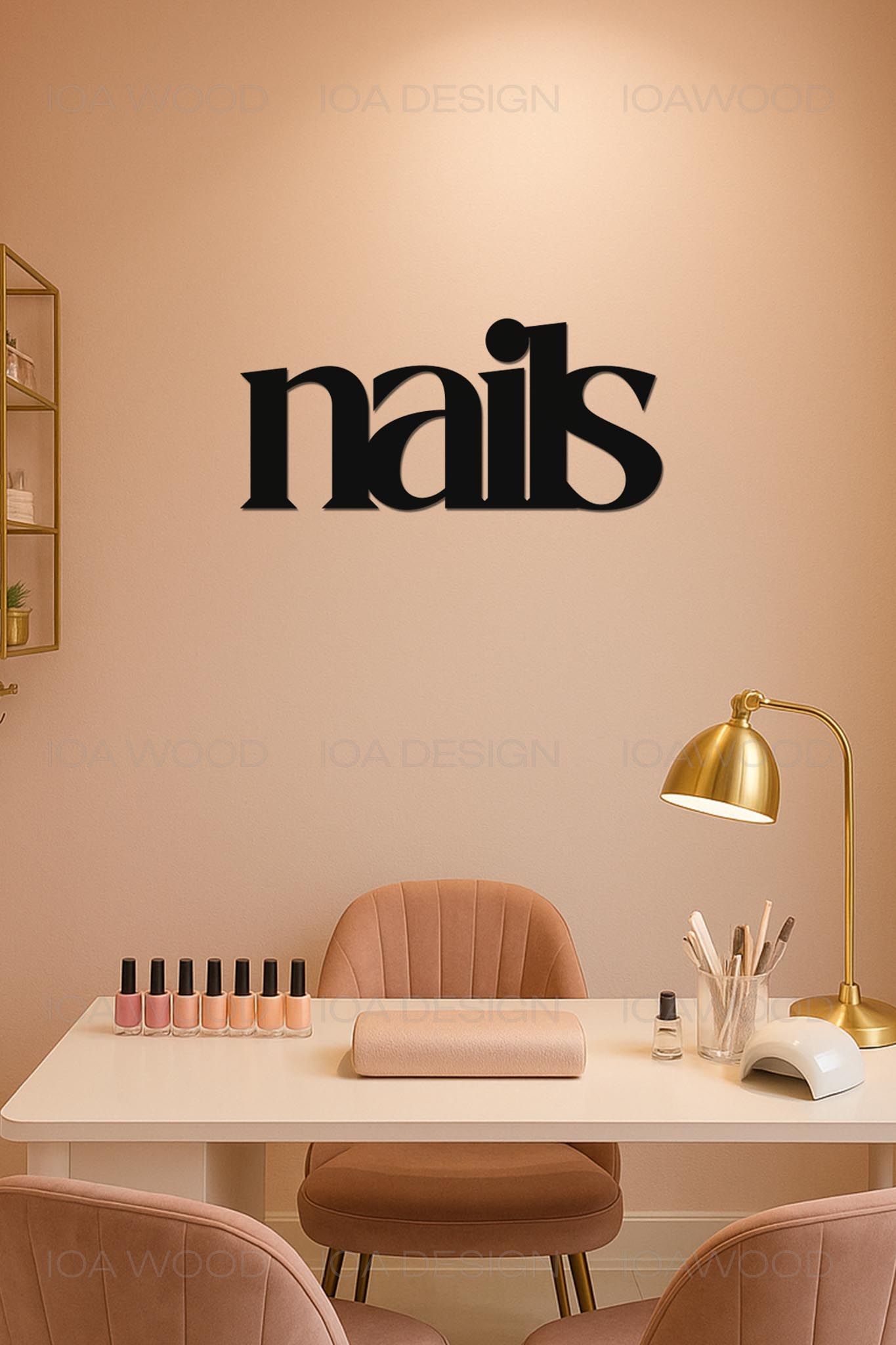 Nails - Ahşap Dekoratif Duvar Yazısı - Kuaför / Nail Art - Nail Studio / Manikür Salonu 