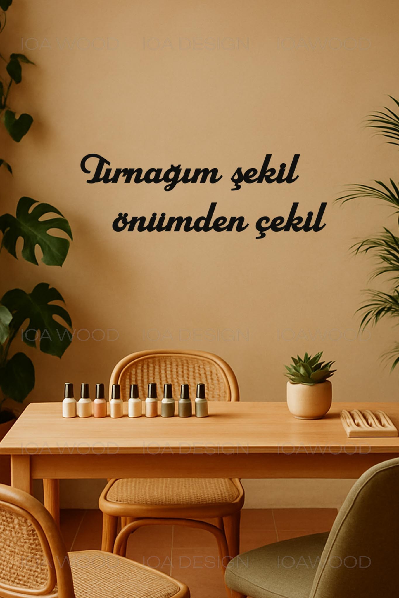Tırnağım şekil önümden çekil - Ahşap Dekoratif Duvar Yazısı - Kuaför / Nail Art - Studio / Manikür