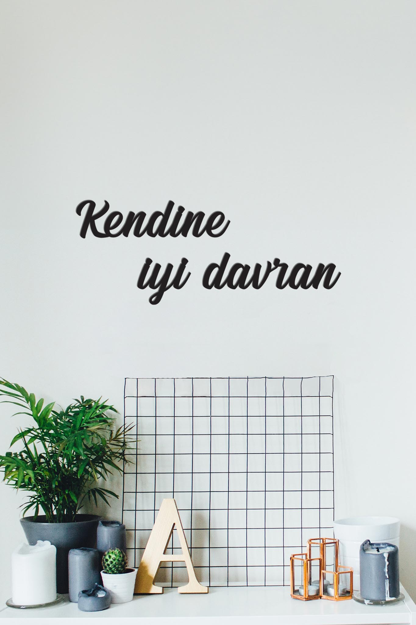 Ahşap Dekoratif Duvar Yazısı MOTİVASYON  - Kendine İyi Davran