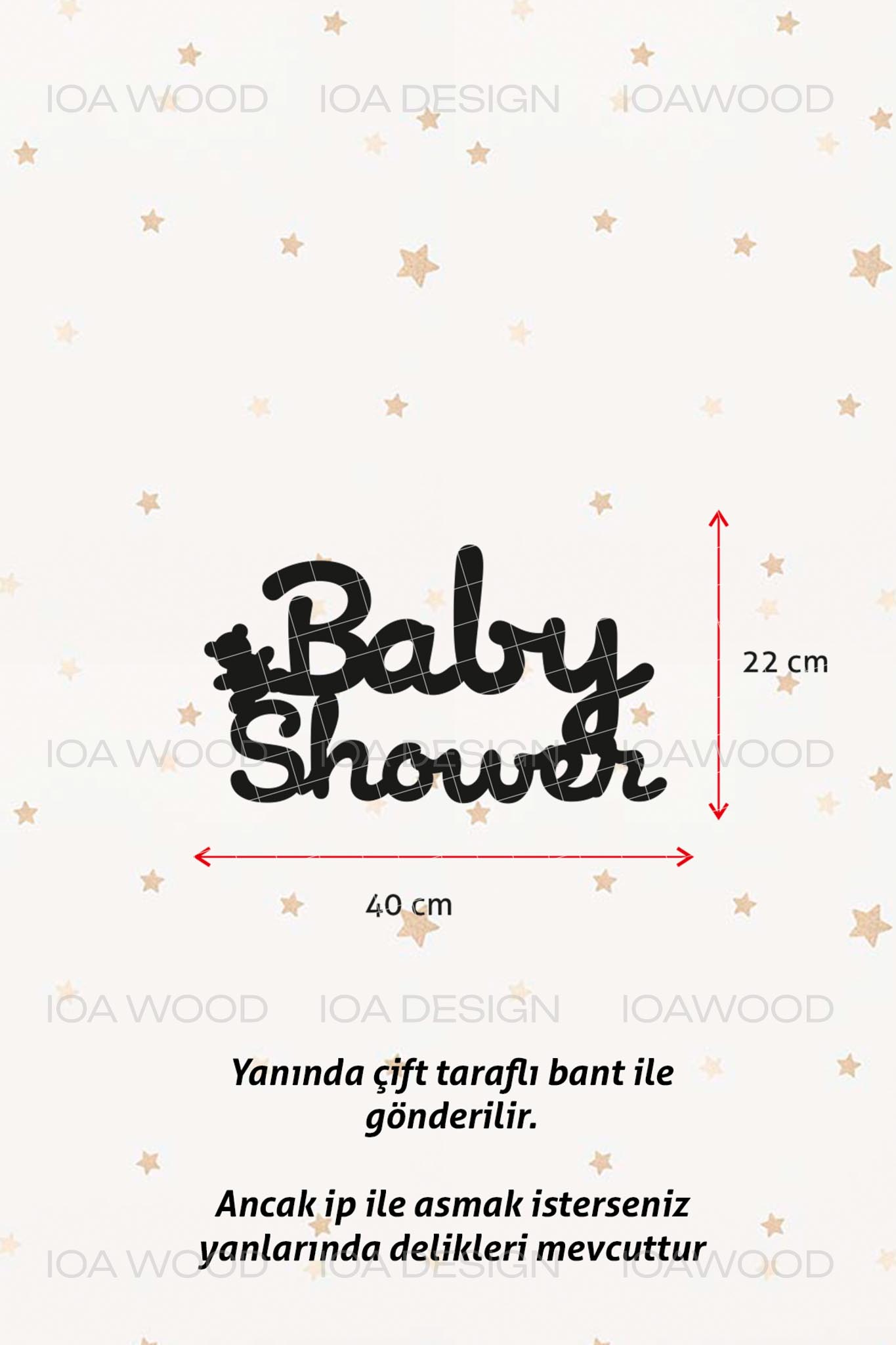 Baby Shower (ayıcıklı) - Ahşap Dekoratif Duvar Yazısı - Hoşgeldin Bebek / Bebek Partisi Süsü