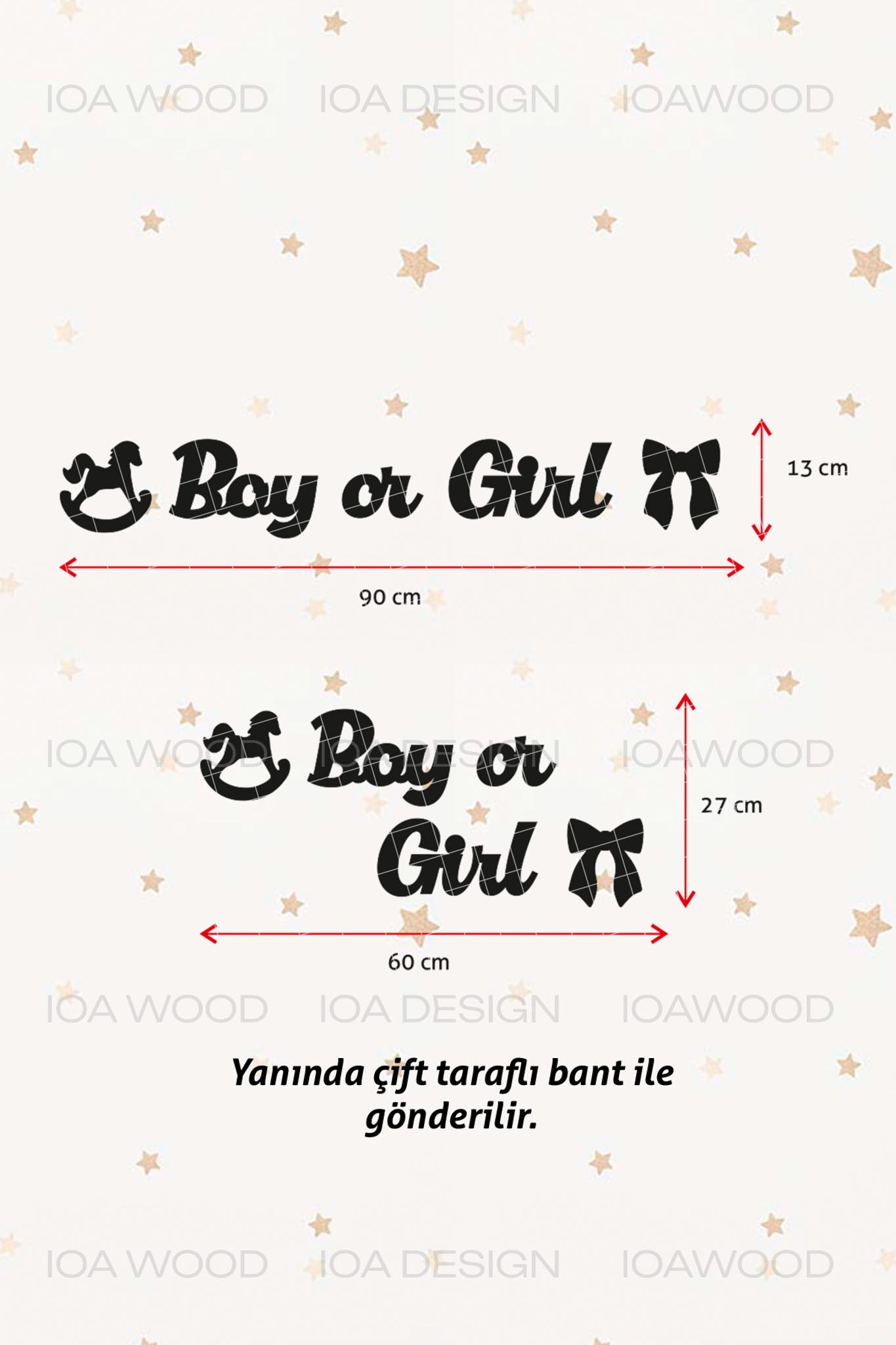 Boy or Girl - Ahşap Dekoratif Duvar Yazısı - Hoşgeldin Bebek / Cinsiyet Partisi Süsü
