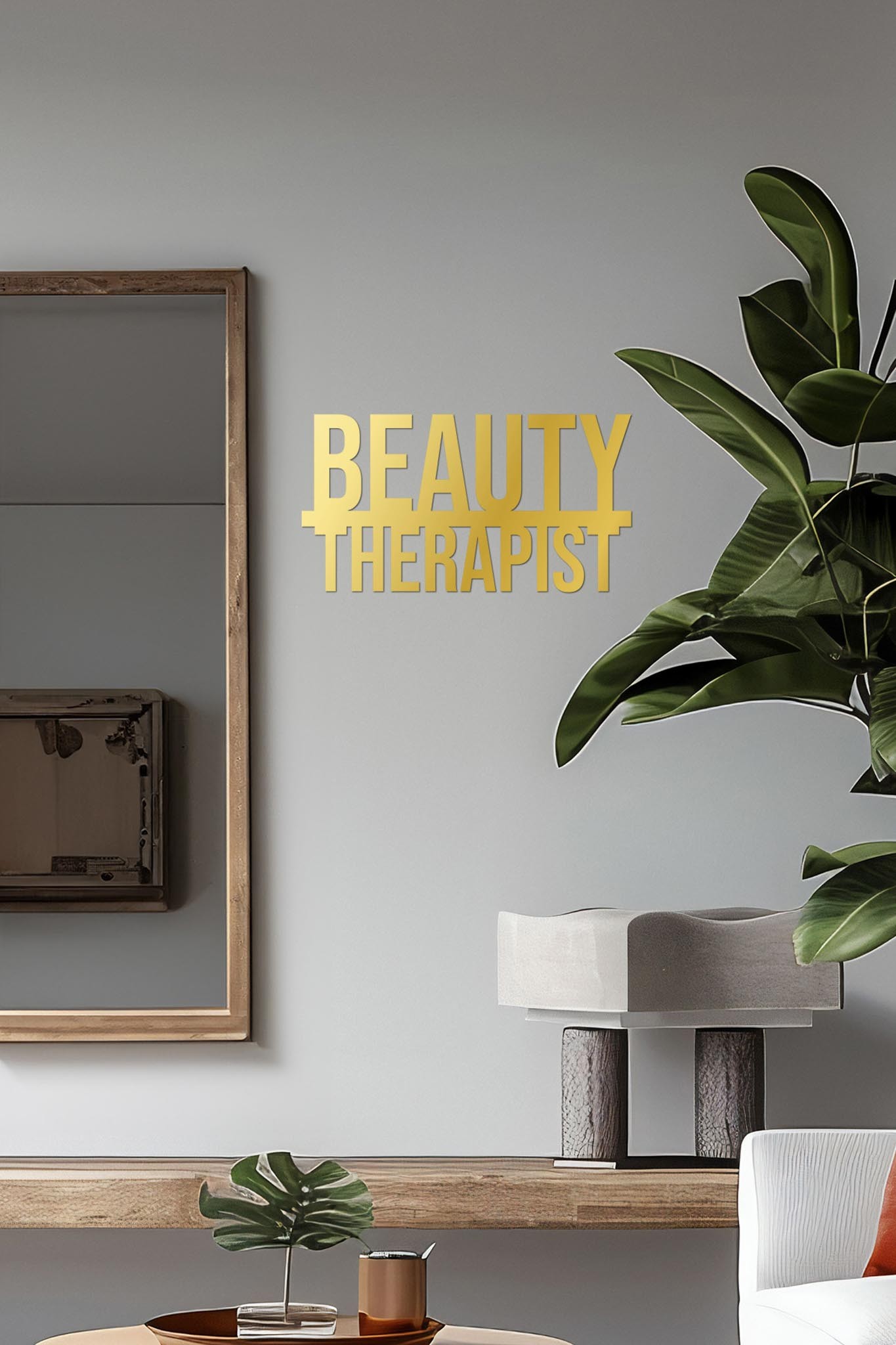 Ahşap Dekoratif Duvar Yazısı - Güzellik Merkezi - Beauty Therapist