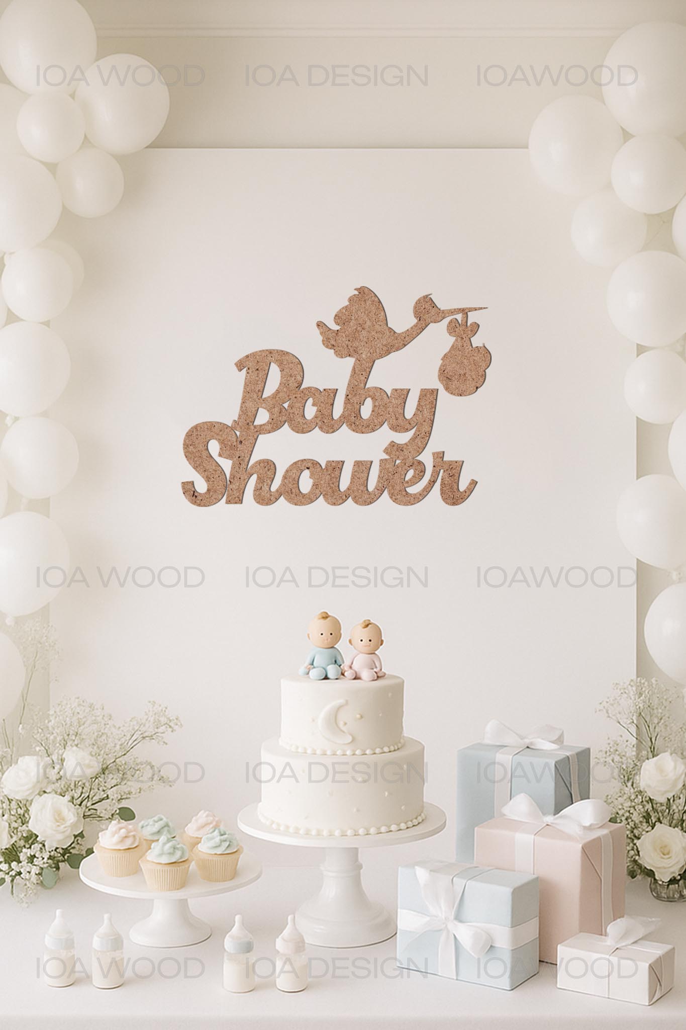 Baby Shower - Ahşap Dekoratif Duvar Yazısı - Hoşgeldin Bebek / Bebek Partisi Süsü