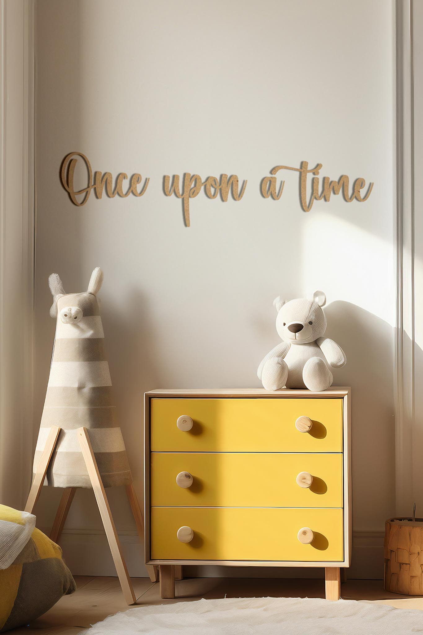 Ahşap Dekoratif Duvar Yazısı - Çocuk/Bebek Odası - Once Upon A Time