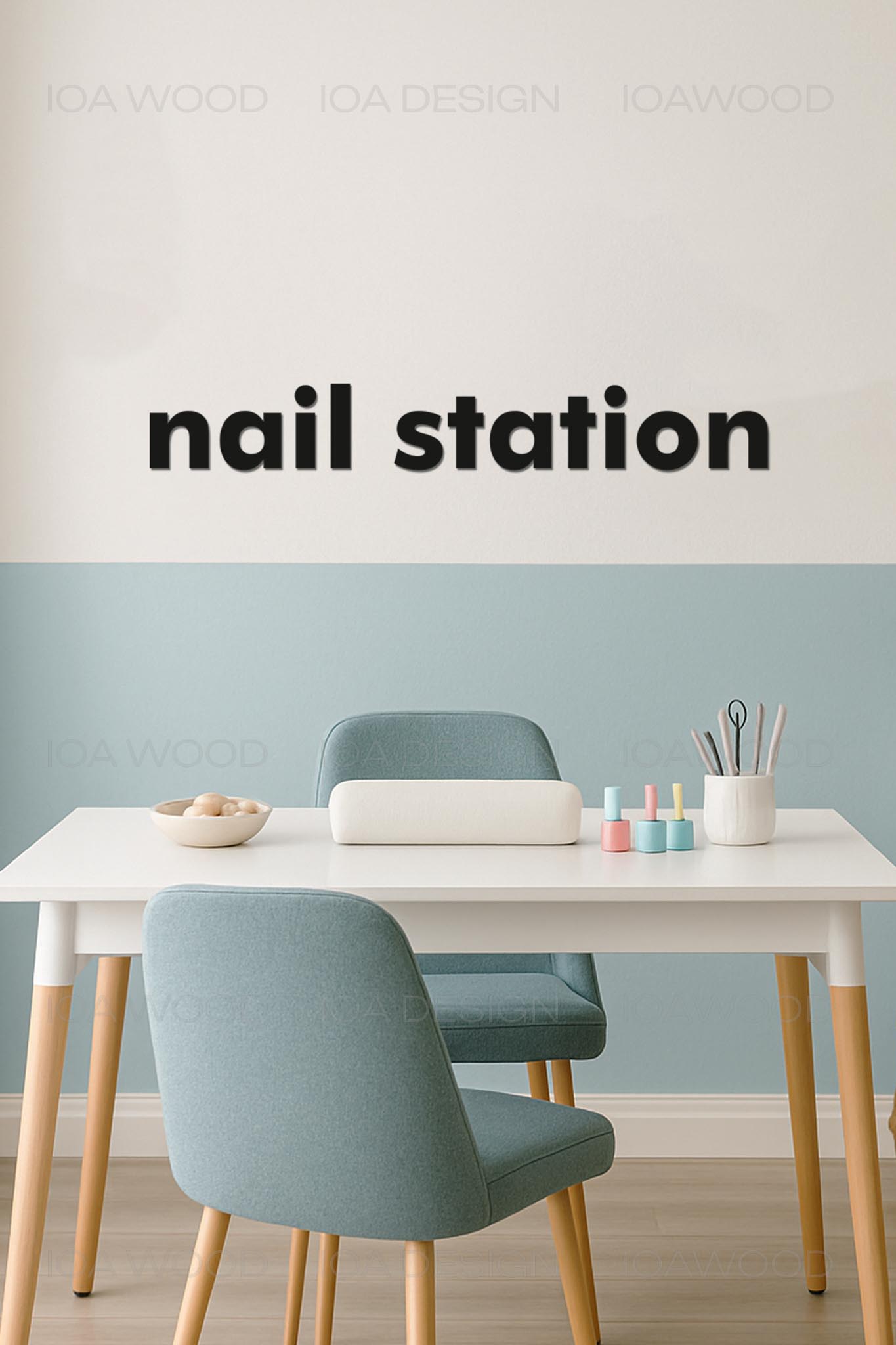 Nail Station - Ahşap Dekoratif Duvar Yazısı - Kuaför / Nail Art - Nail Studio / Manikür Salonu 