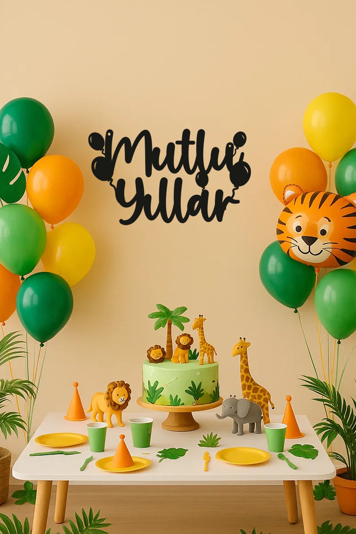 Mutlu Yıllar (balonlu) - Ahşap Dekoratif Duvar Yazısı - Doğumgünü / Organizasyon