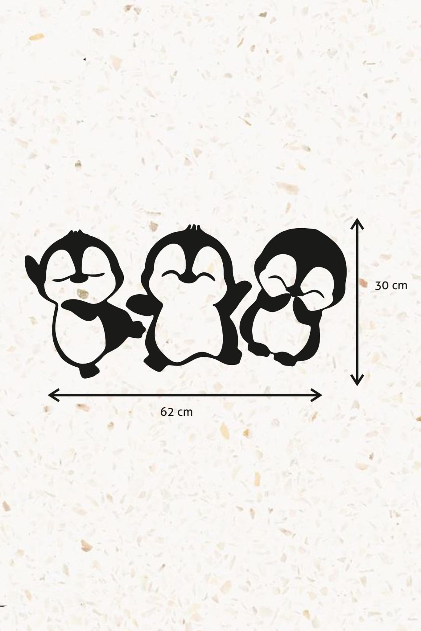 Ahşap Duvar Dekoru Tablo - Penguenler Çocuk Temalı Model 01