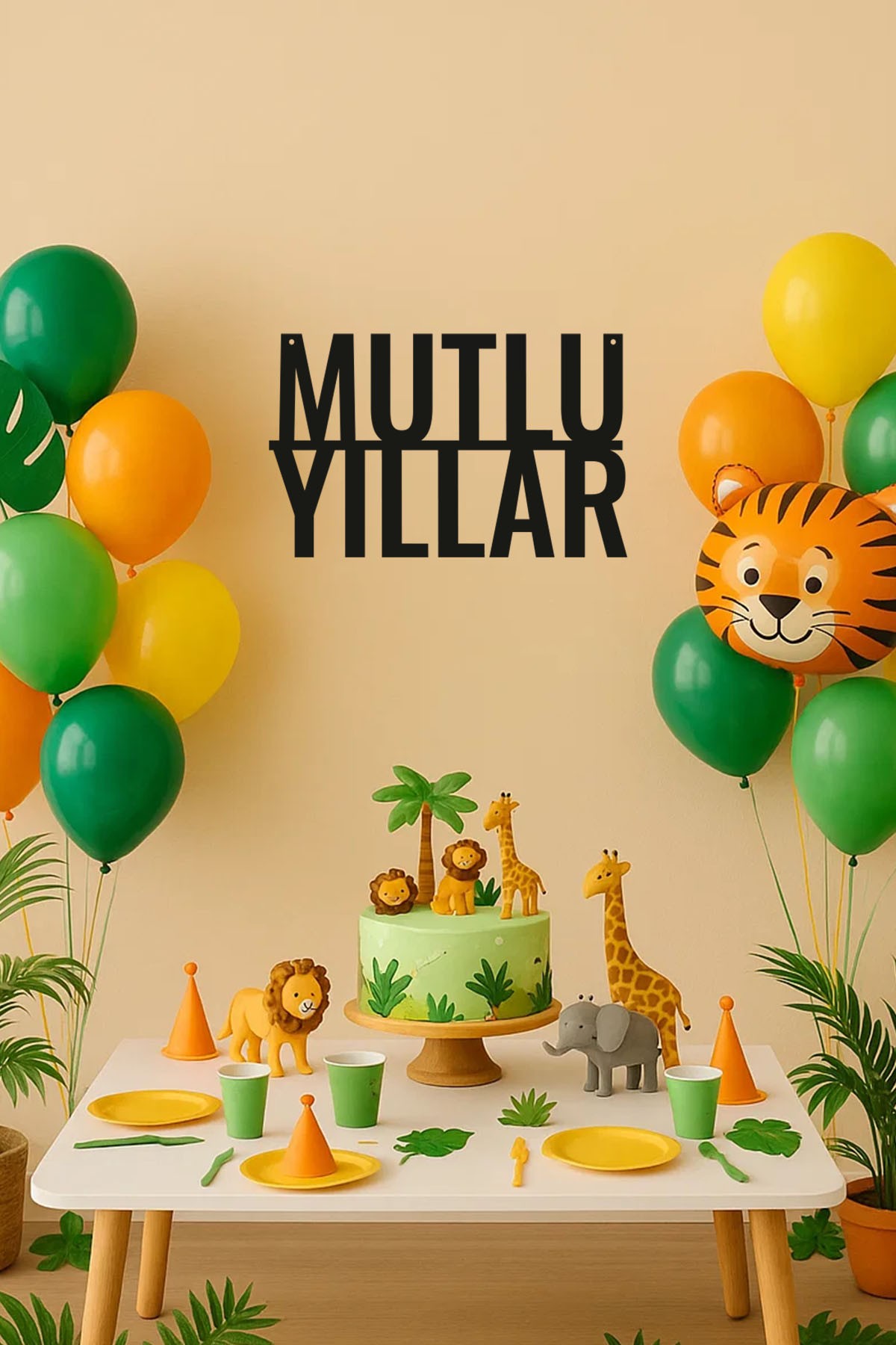 Mutlu Yıllar - Ahşap Dekoratif Duvar Yazısı - Doğumgünü / Organizasyon