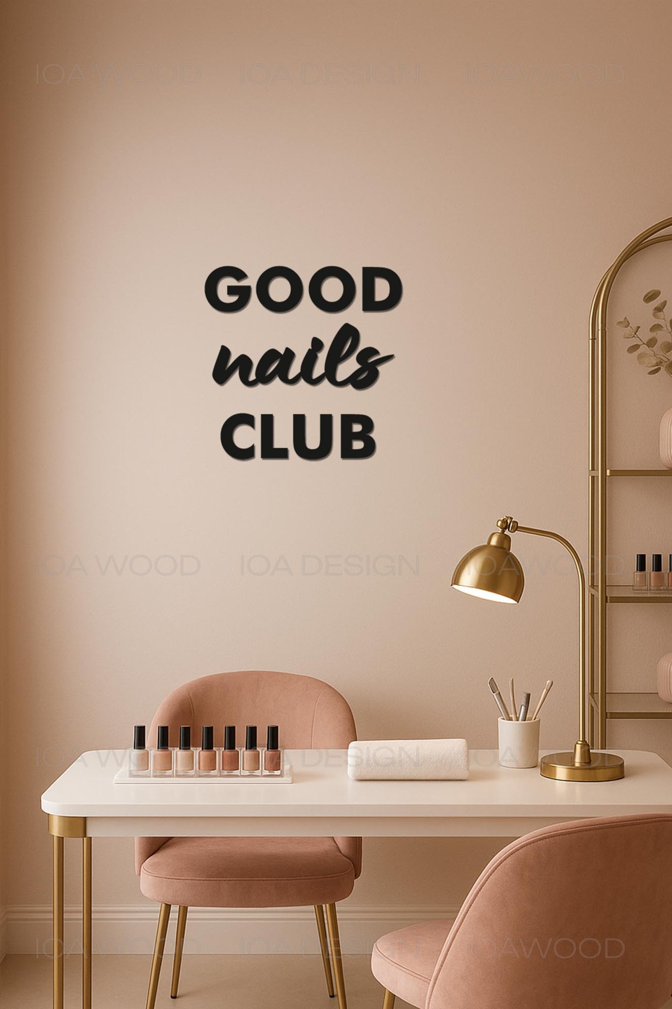 Good Nails Club - Ahşap Dekoratif Duvar Yazısı - Kuaför / Nail Art /Nail Studio / Manikür Salonu 