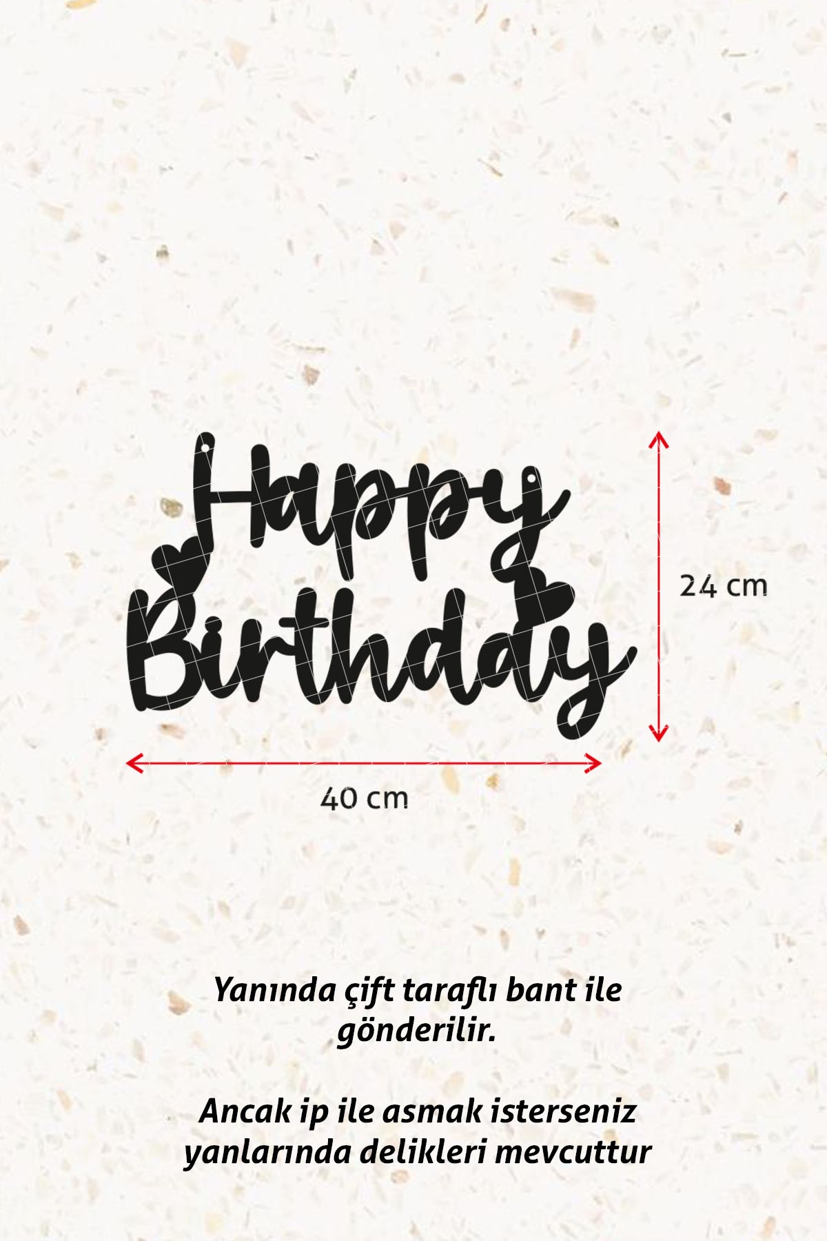 Happy Birthday (Kalpli)- Ahşap Dekoratif Duvar Yazısı - Doğumgünü / Organizasyon