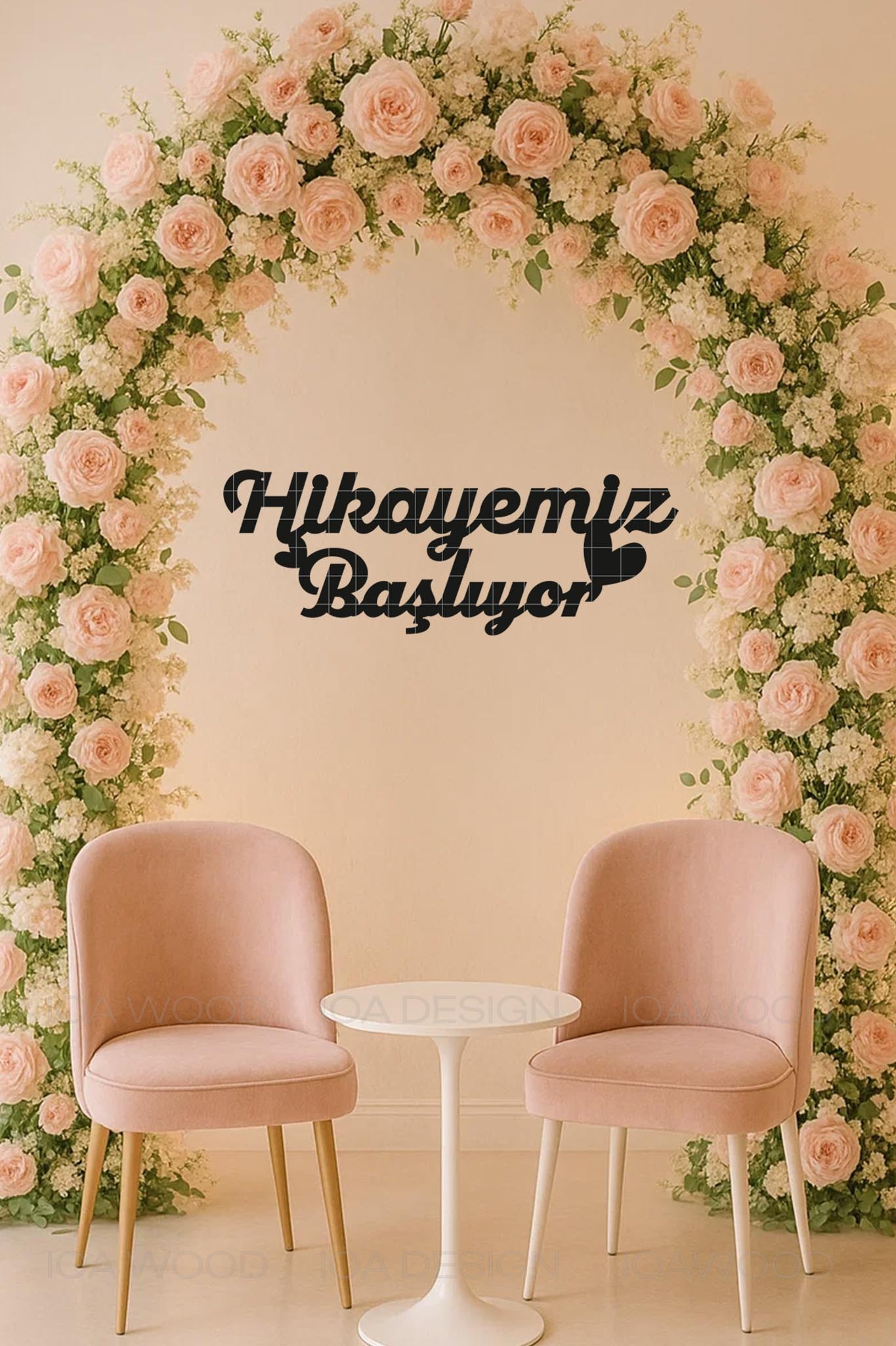 Hikayemiz Başlıyor - Ahşap Dekoratif Duvar Yazısı - Söz / Nişan / Nikah / Düğün Organizasyon