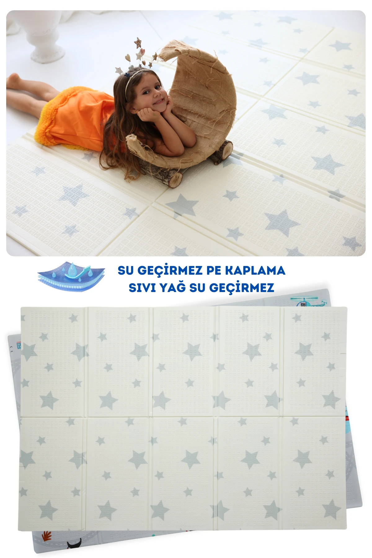 Eğlenceli Gezi - Yıldızlar Katlanabilir Oyun Matı (Çift Taraflı)