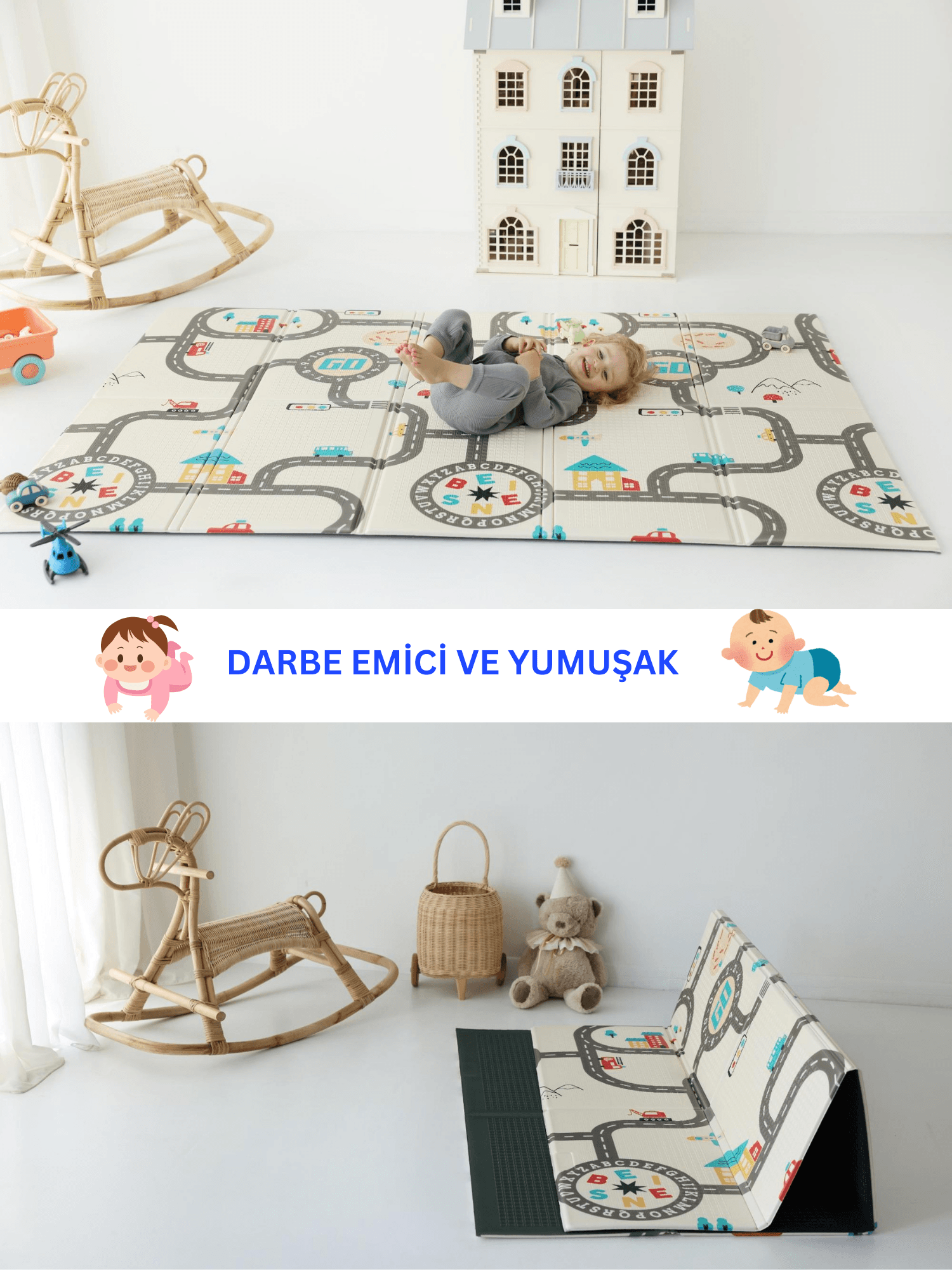 Araba Yarışı Katlanabilir Oyun Matı