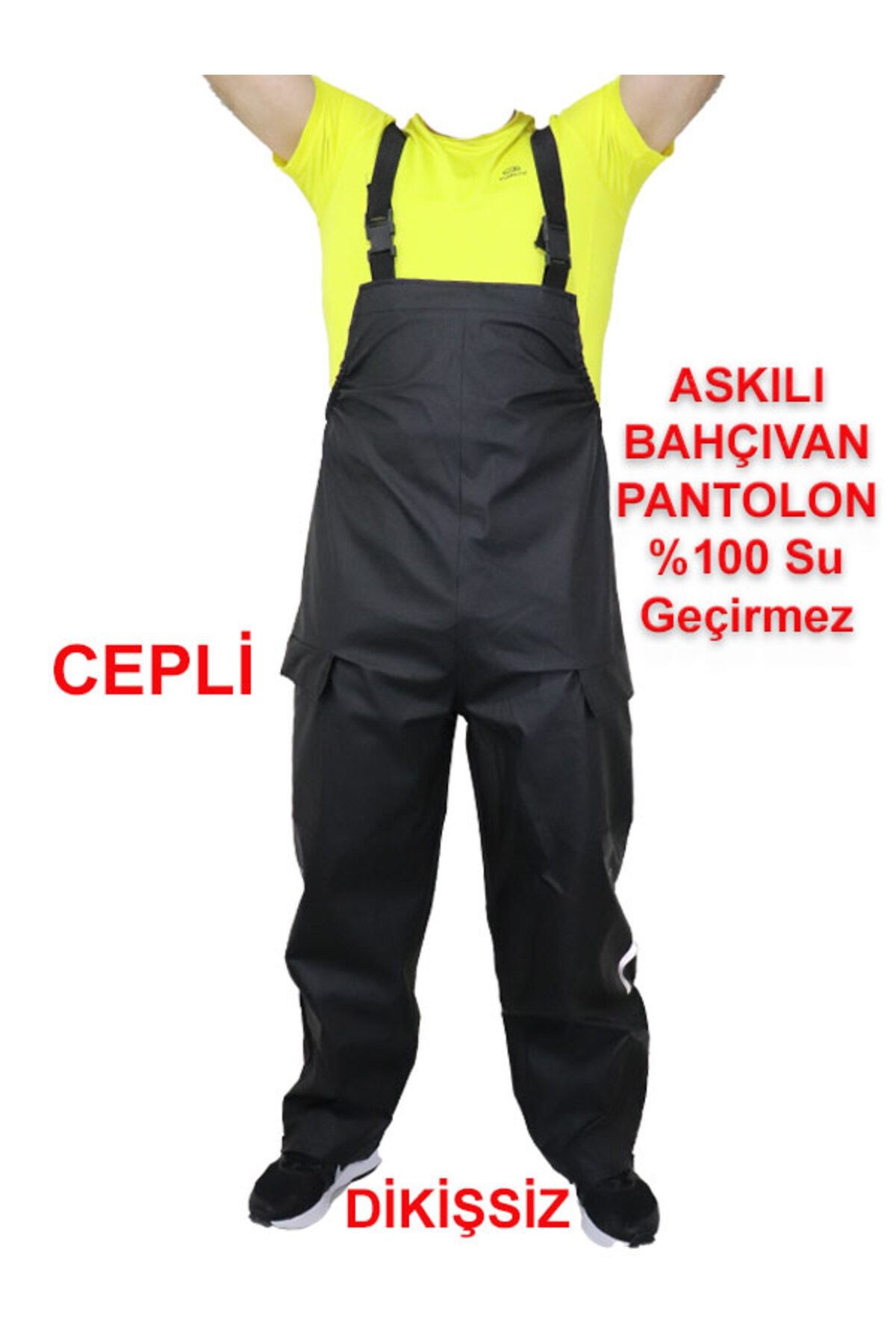 Bahçıvan Tulum Pantolon Dikişsiz PVC %100 Su Geçirmez Tarla Bahçe Hobi, Bedenli ve Esnek Sağlam Kumaş, İki Cepli 